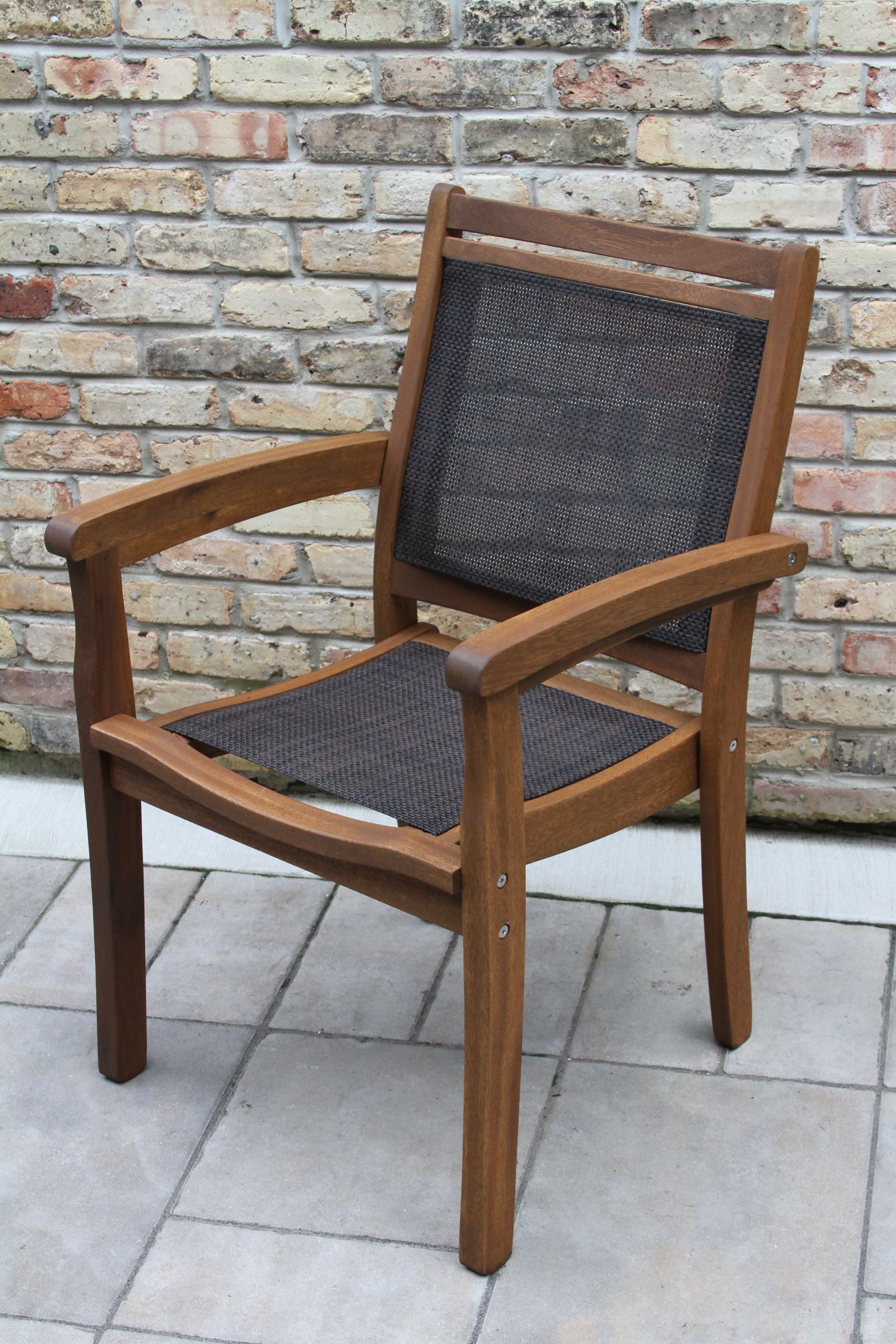 Outdoor Interiors Eucalyptus Stacking Sling Dining Chair