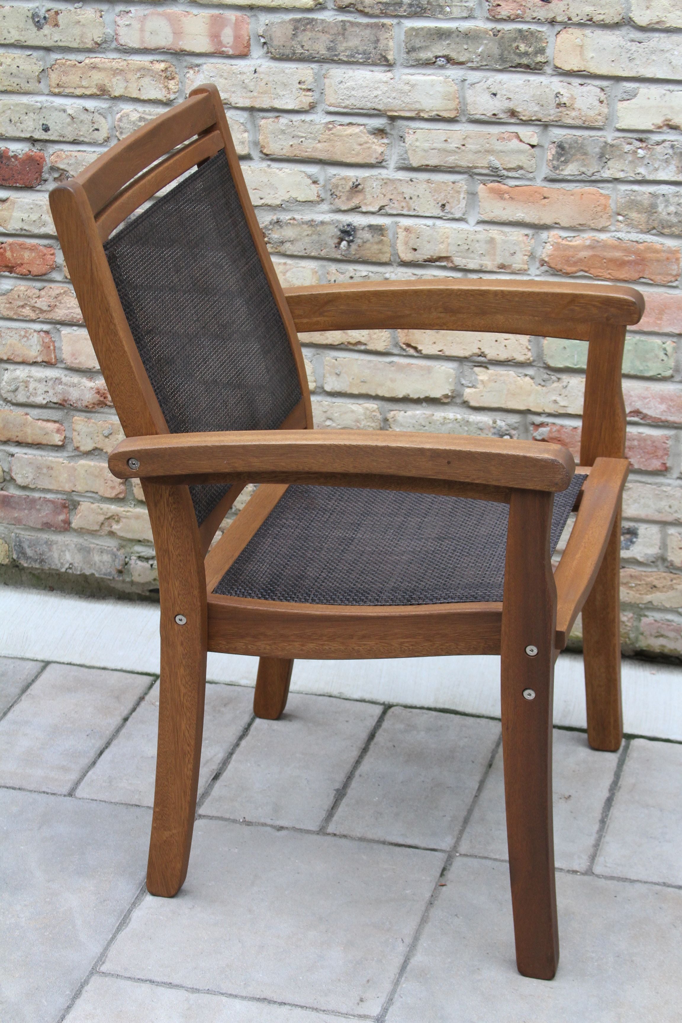 Outdoor Interiors Eucalyptus Stacking Sling Dining Chair