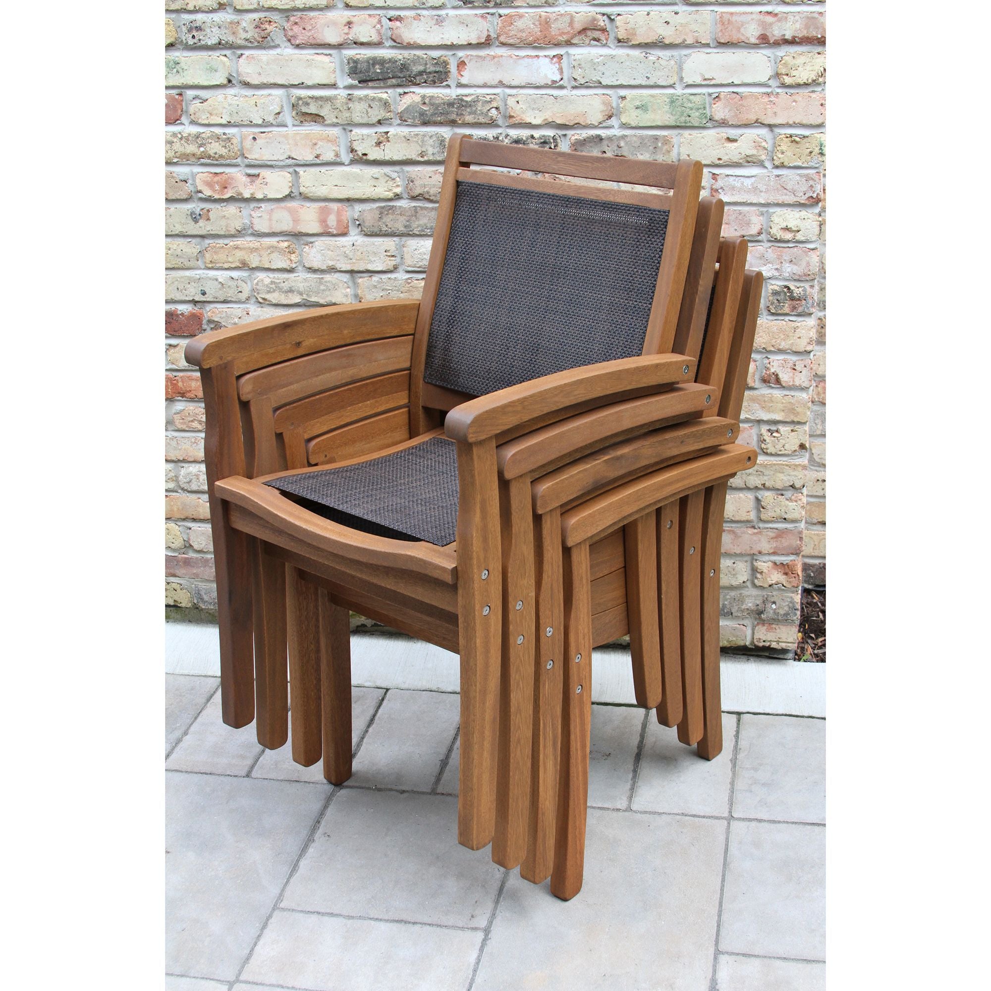 Outdoor Interiors Eucalyptus Stacking Sling Dining Chair