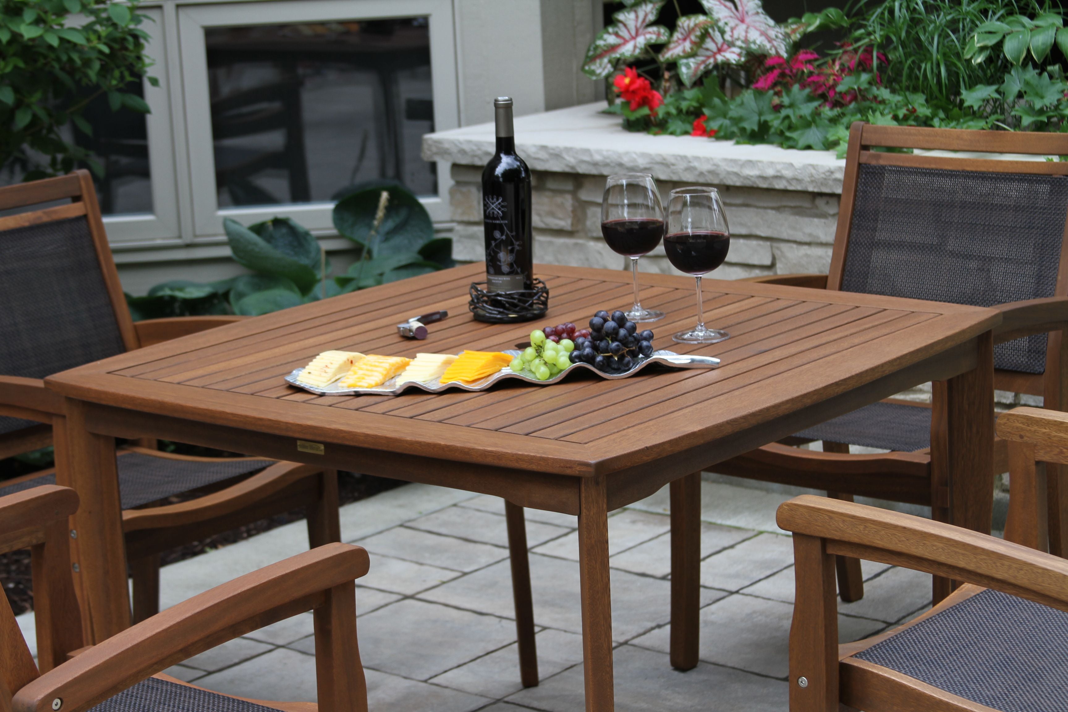 Pictured with the 42" Square Eucalyptus Dining Table - Item OTIN-42445 (sold separately)