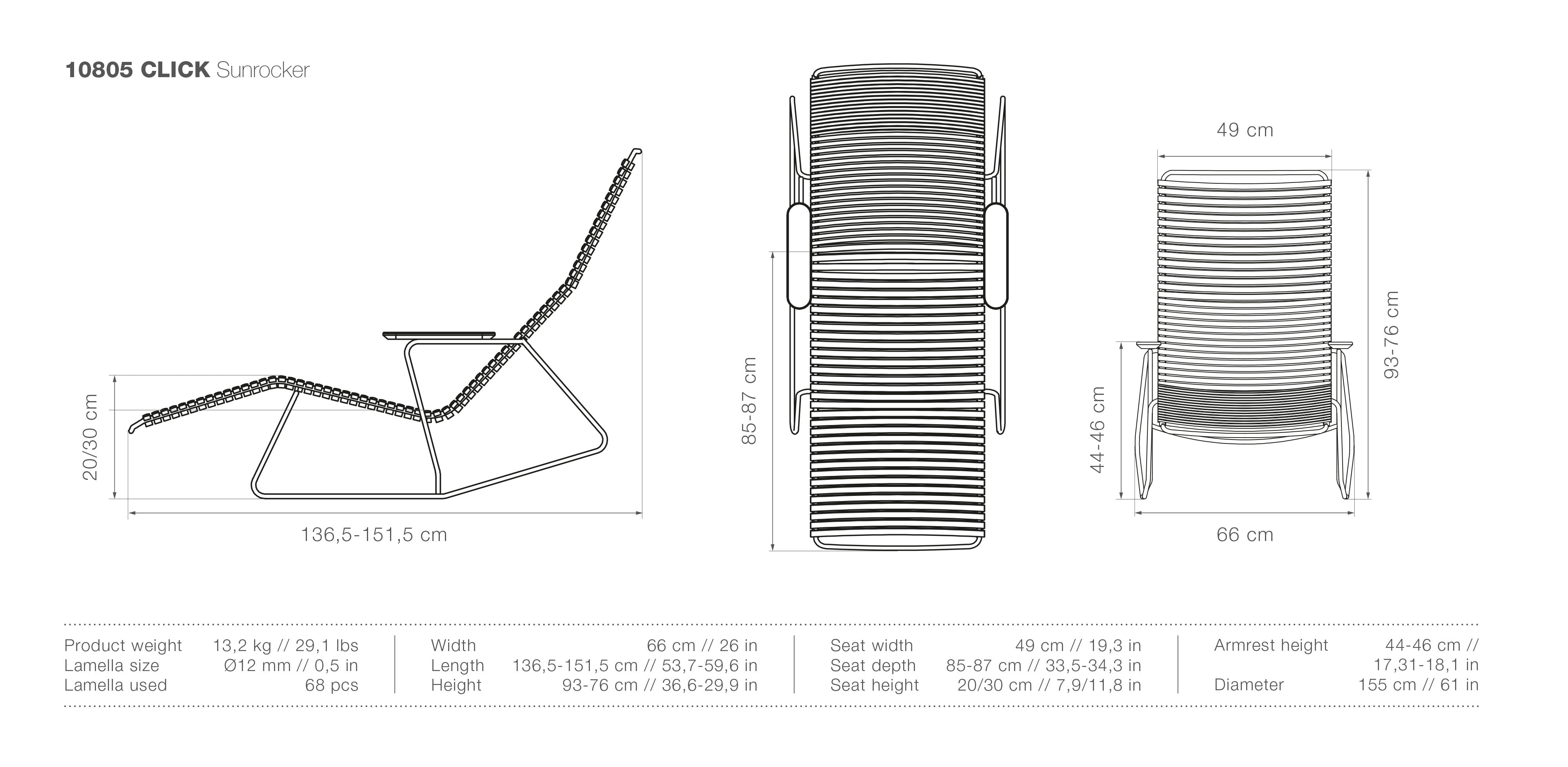 Click Sunrocker Chaise Lounge measurements