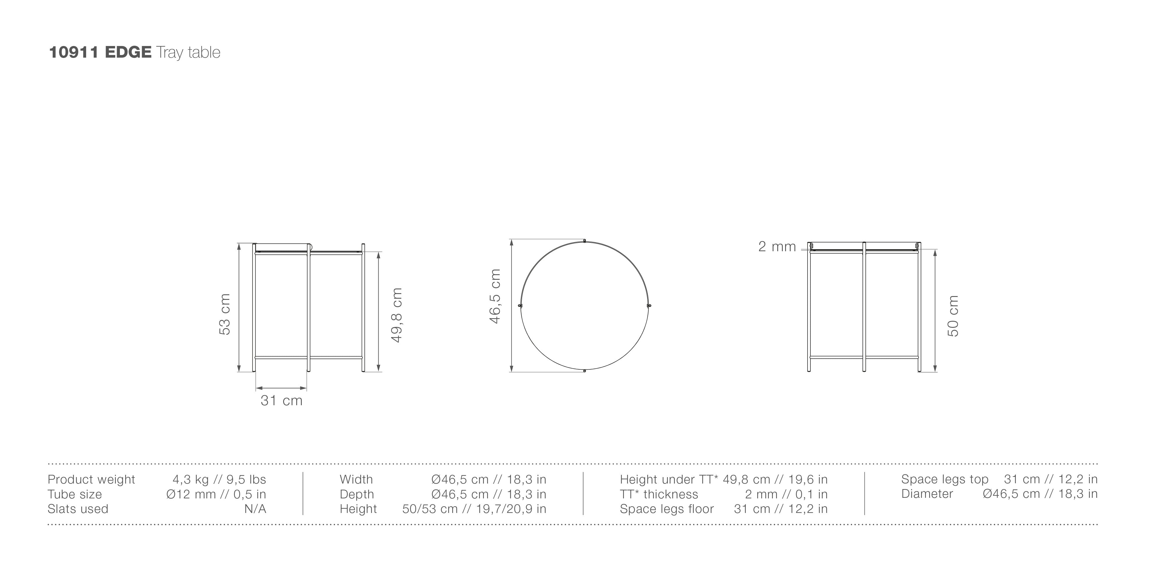 Edge Small Tray Table measurements