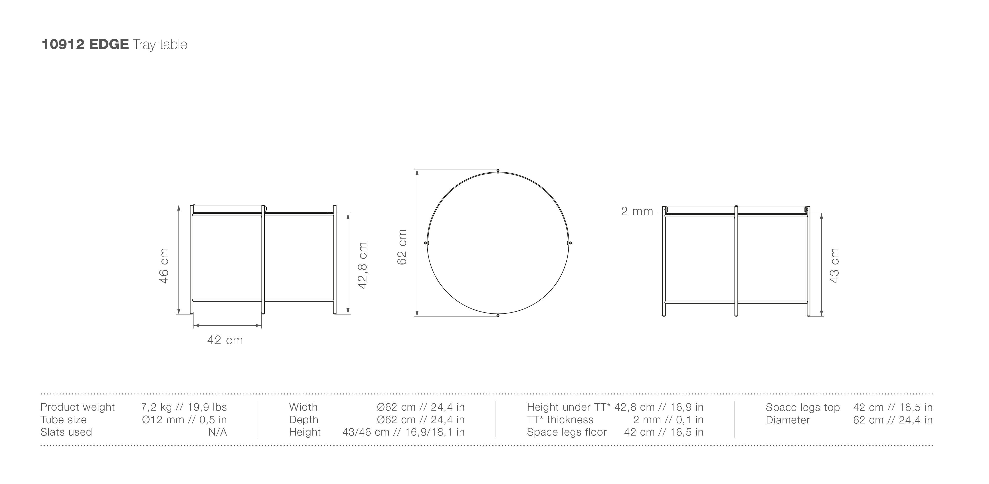 Edge Medium Tray Table measurements