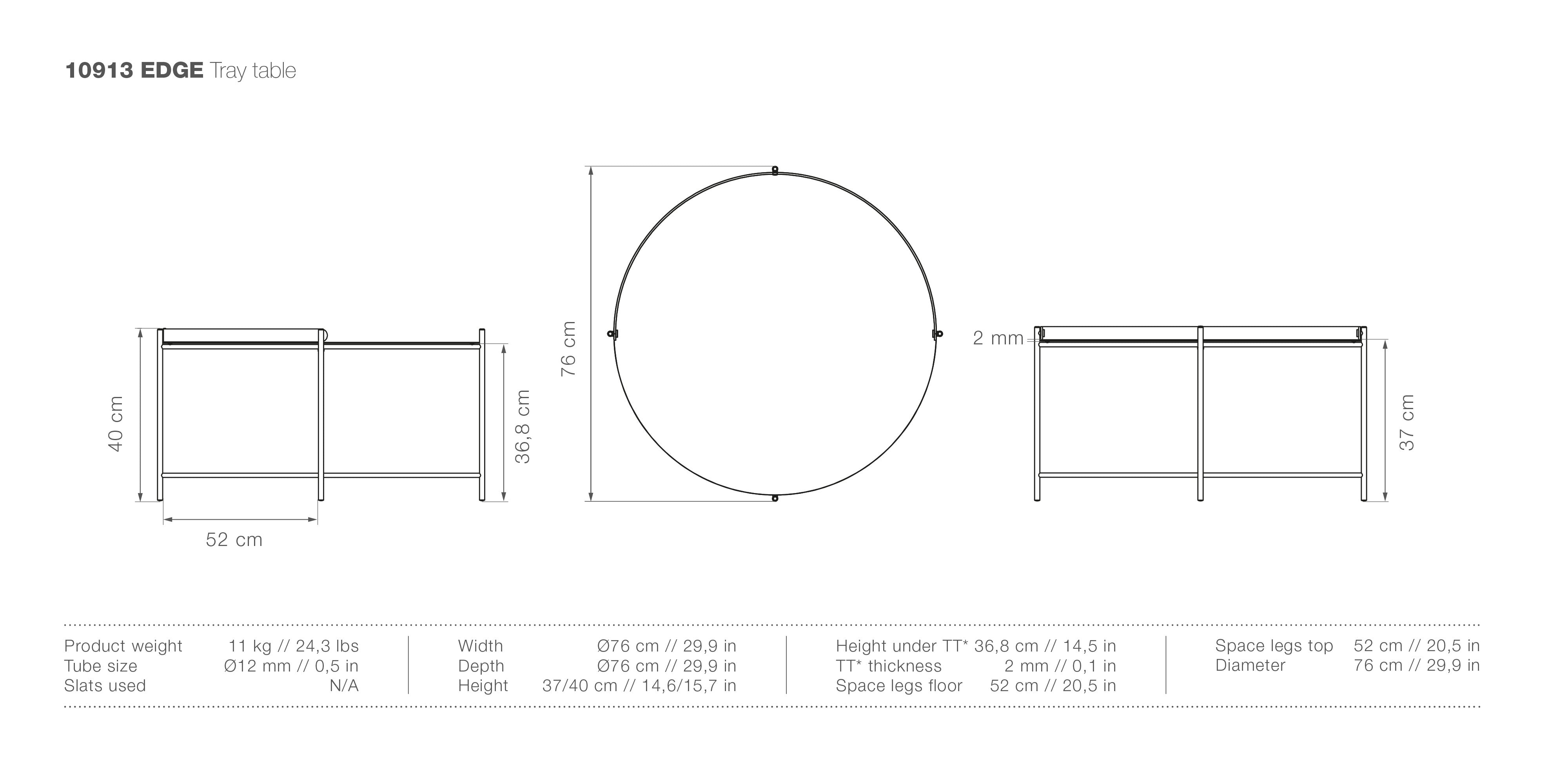 Edge Large Tray Table measuremens