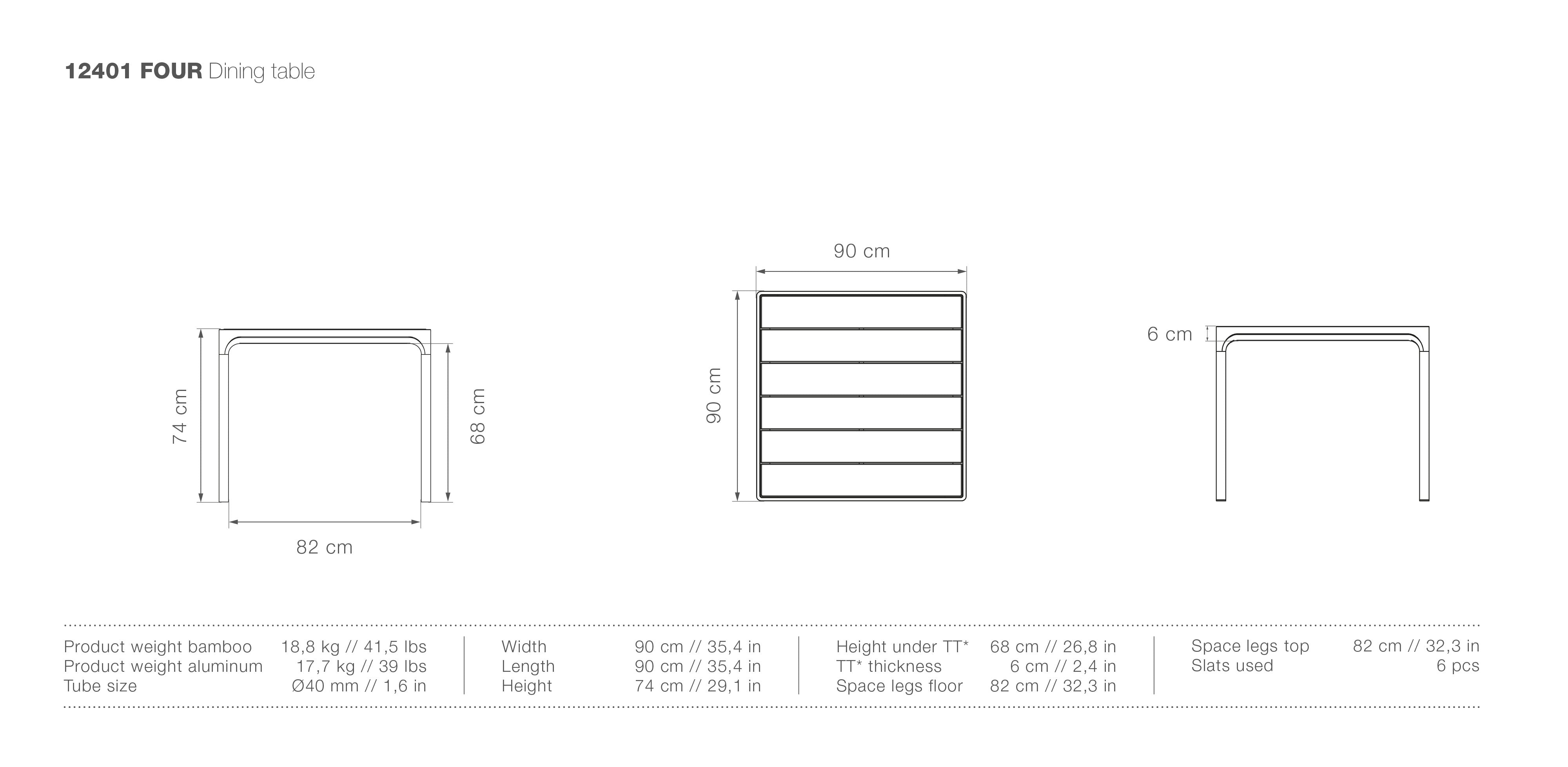 Four Square Dining Table measurements