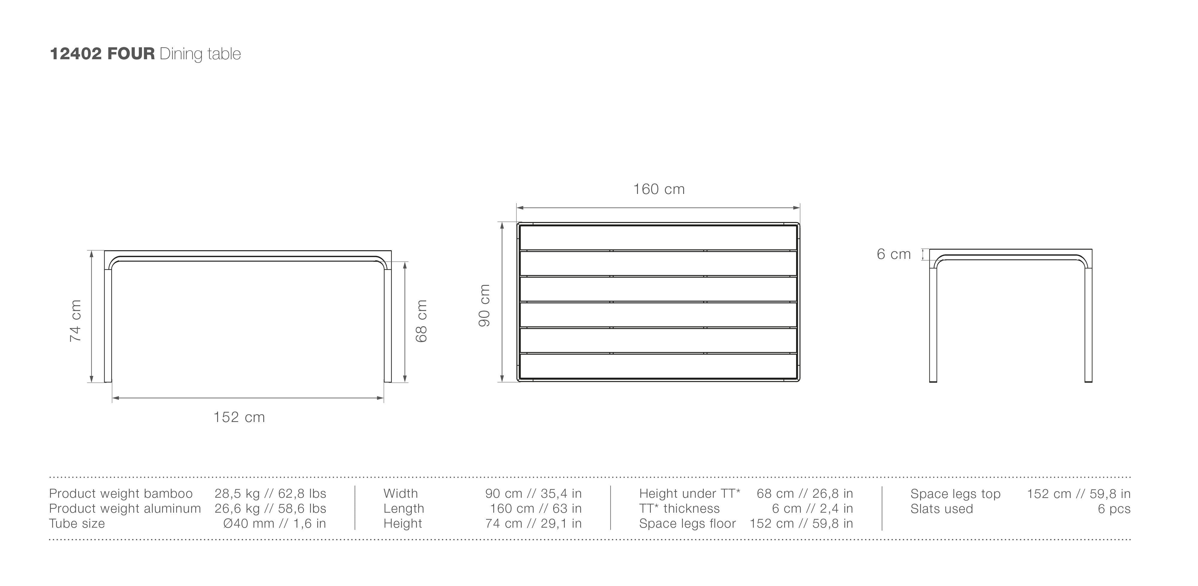 Four Small Rectangle Dining Table measurements