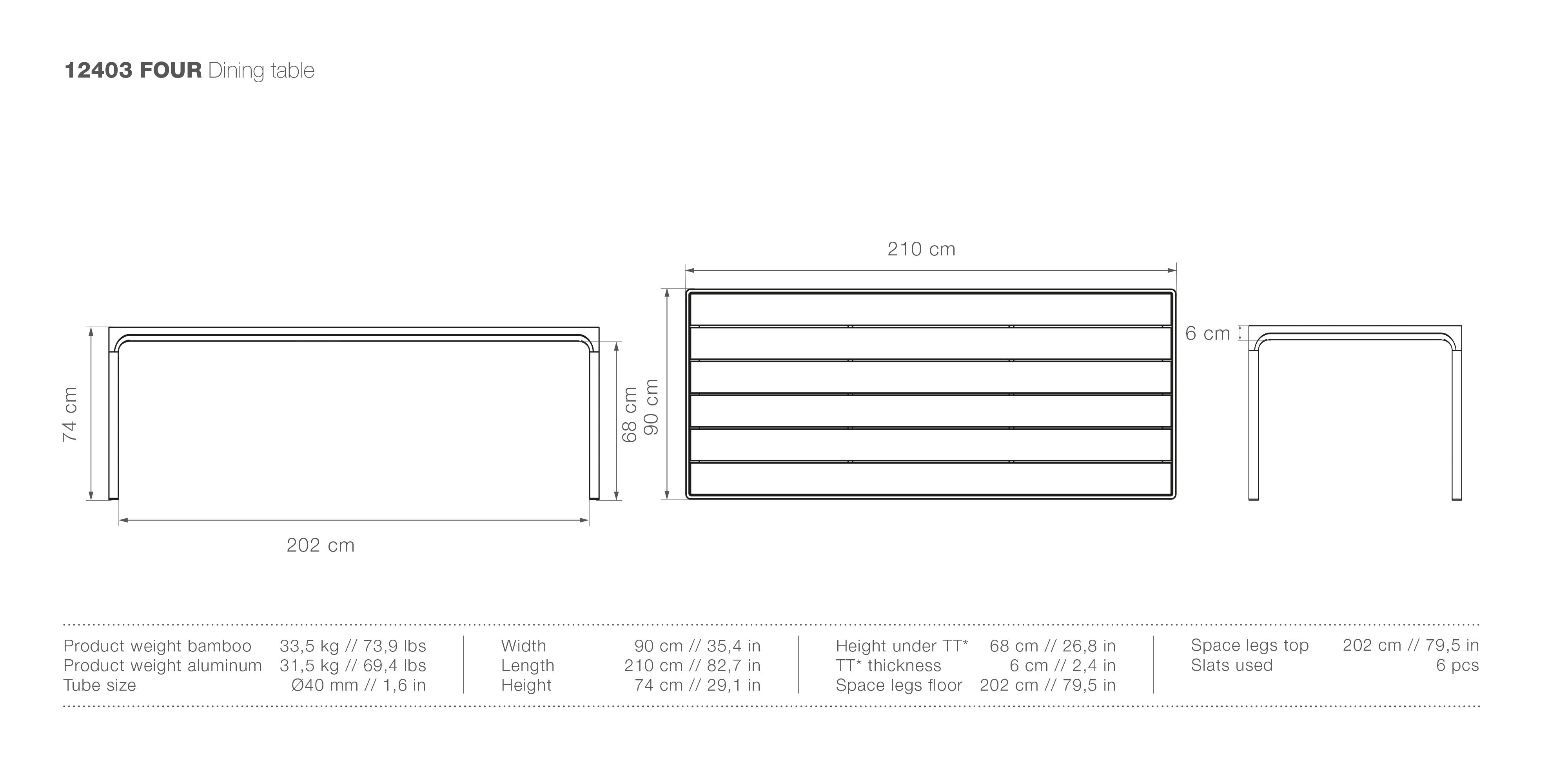 Four Medium Rectangle Dining Table measurements