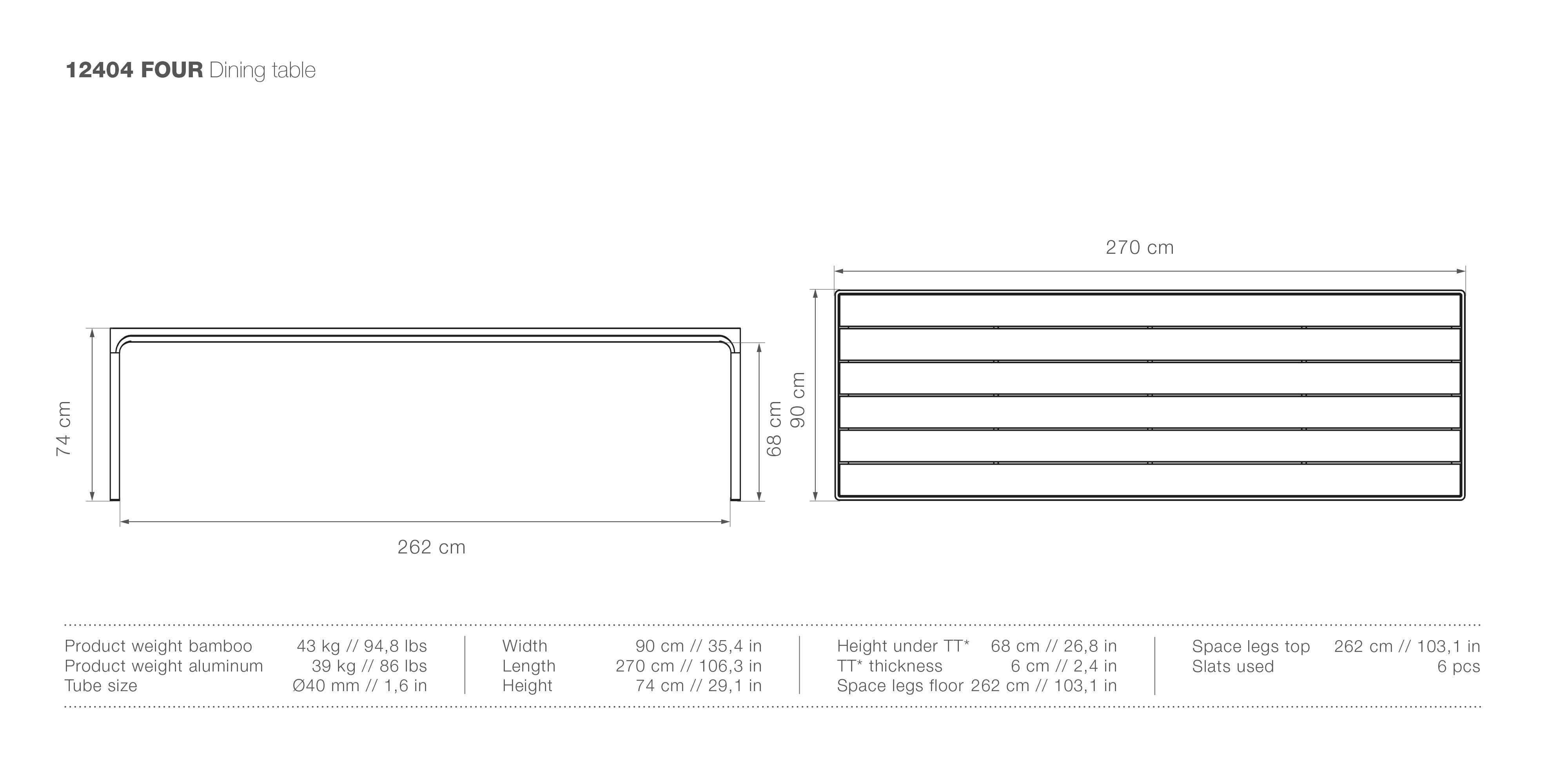 Four Large Rectangle Dining Table measurements