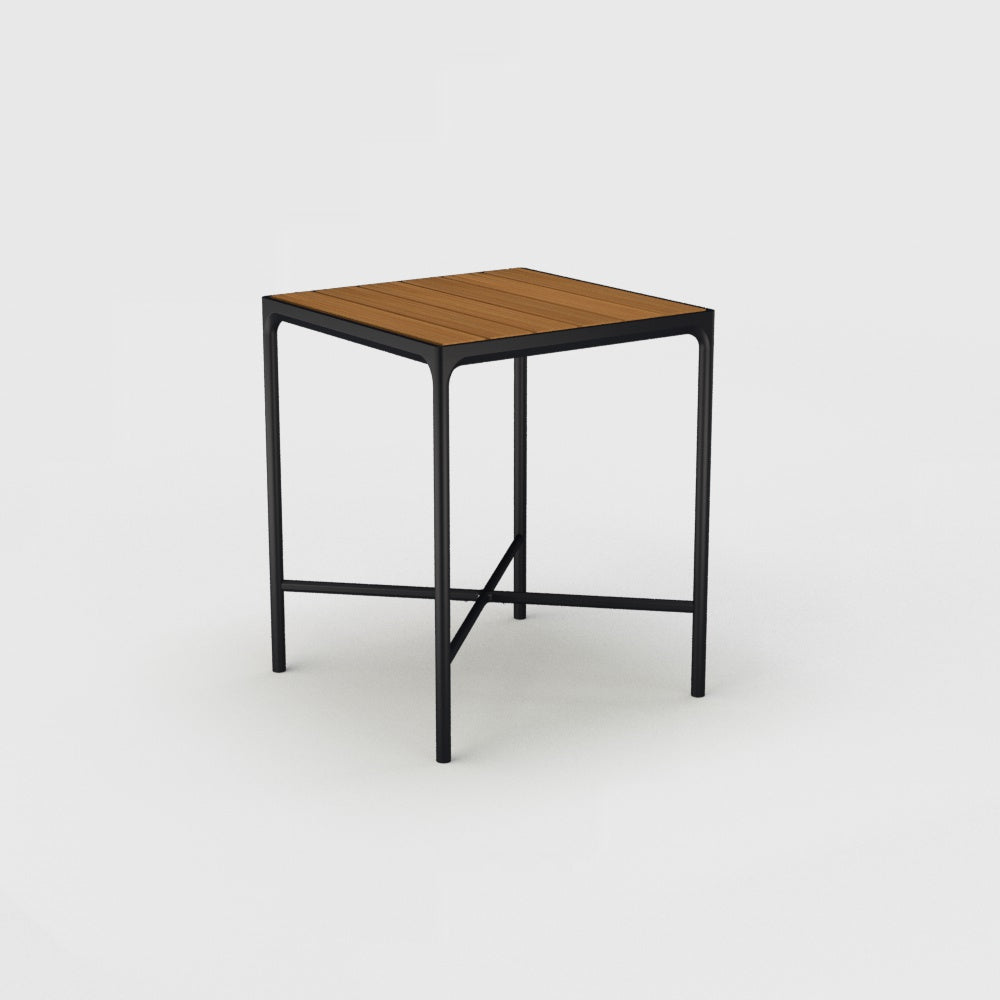 Four Square Bar Table with a Black Frame and Bamboo Lamellas Top 