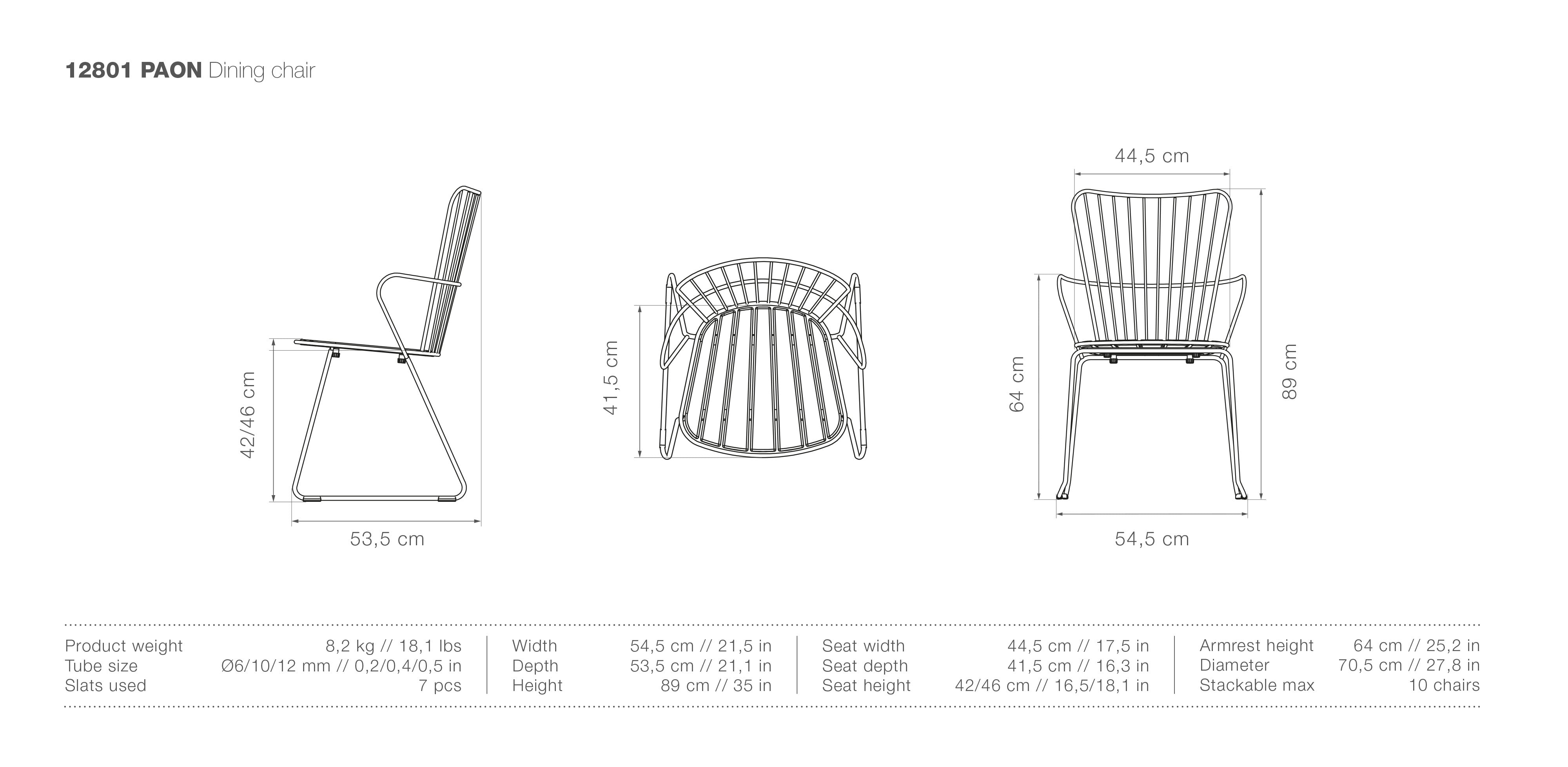 Paon Dining Armchair measurements