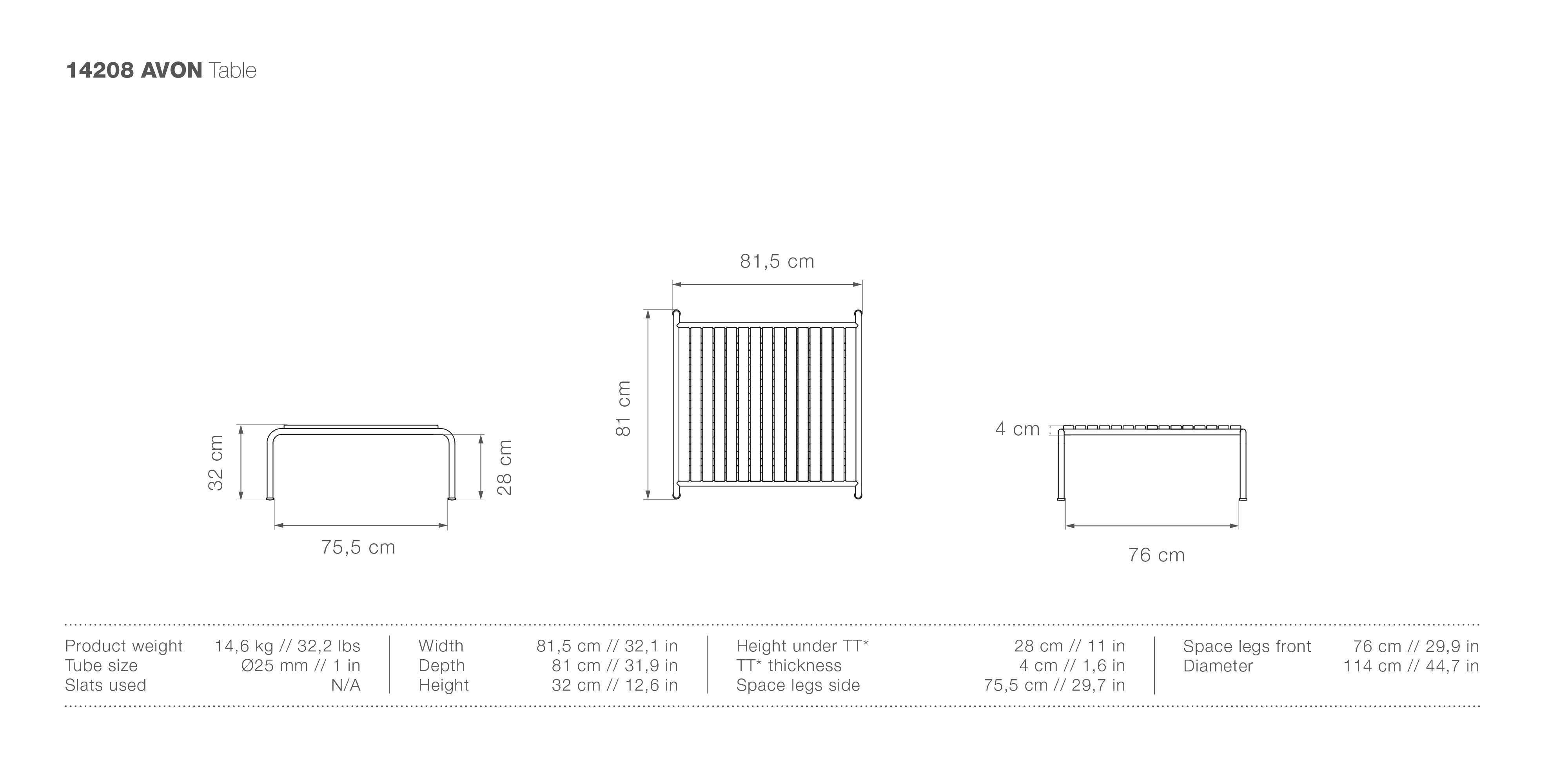 Avon Lounge Table measurements