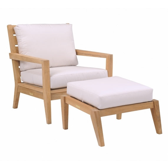 Algarve Teak Deep Seating Lounge Chair GV30 and Algarve Deep Seating Ottoman GV10