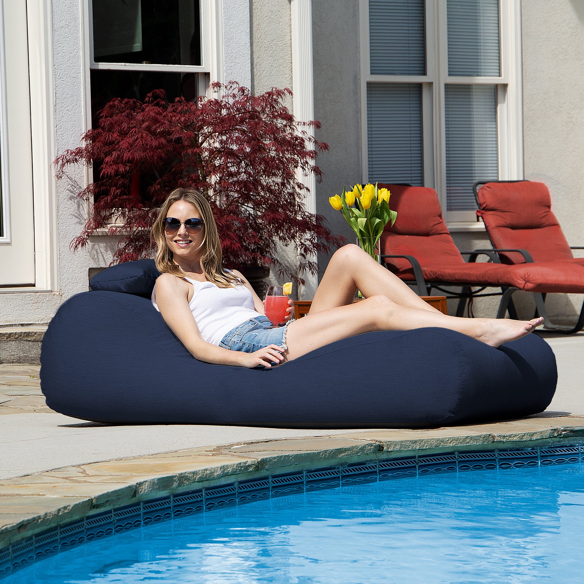 Arlo Outdoor Bean Bag Sun Lounger - Indigo