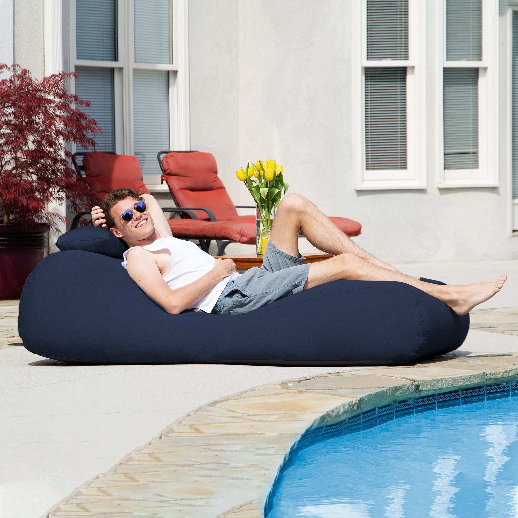 Arlo Outdoor Bean Bag Sun Lounger - Indigo