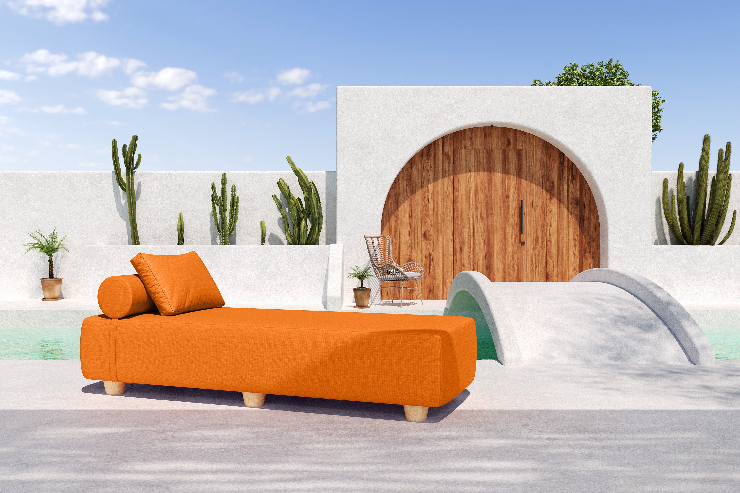 Alvy Outdoor Daybed Sun Lounger - Tangerine