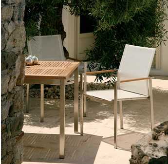 Barlow Tyrie Equinox Stainless Steel and Teak Square Dining Table