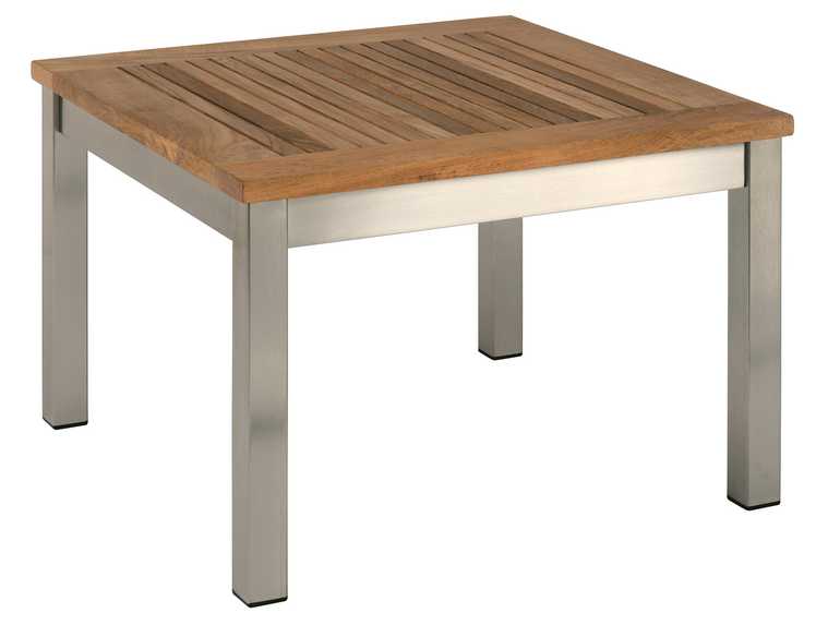 Barlow Tyrie Equinox Stainless Steel and Teak Square Low Coffee Table 23”