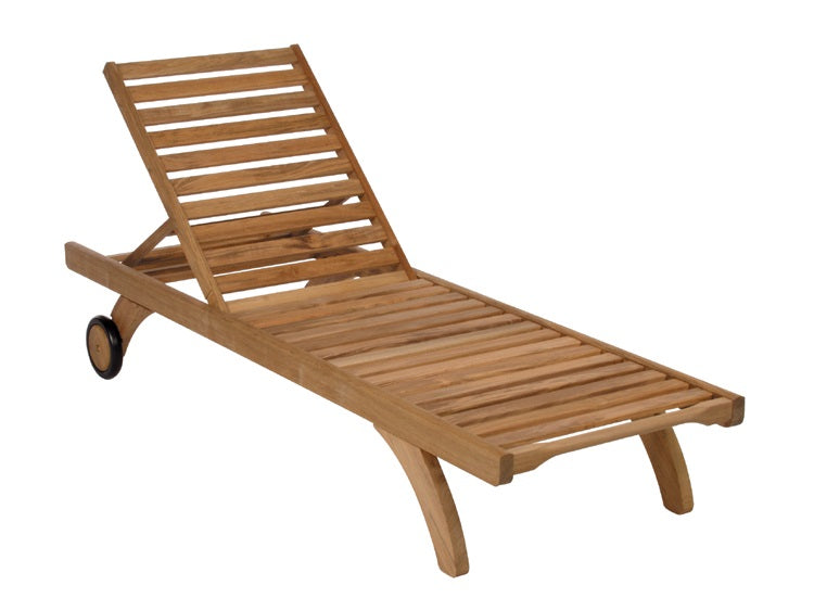 Barlow Tyrie Capri Teak Chaise Lounger - Standard w/ Wheels