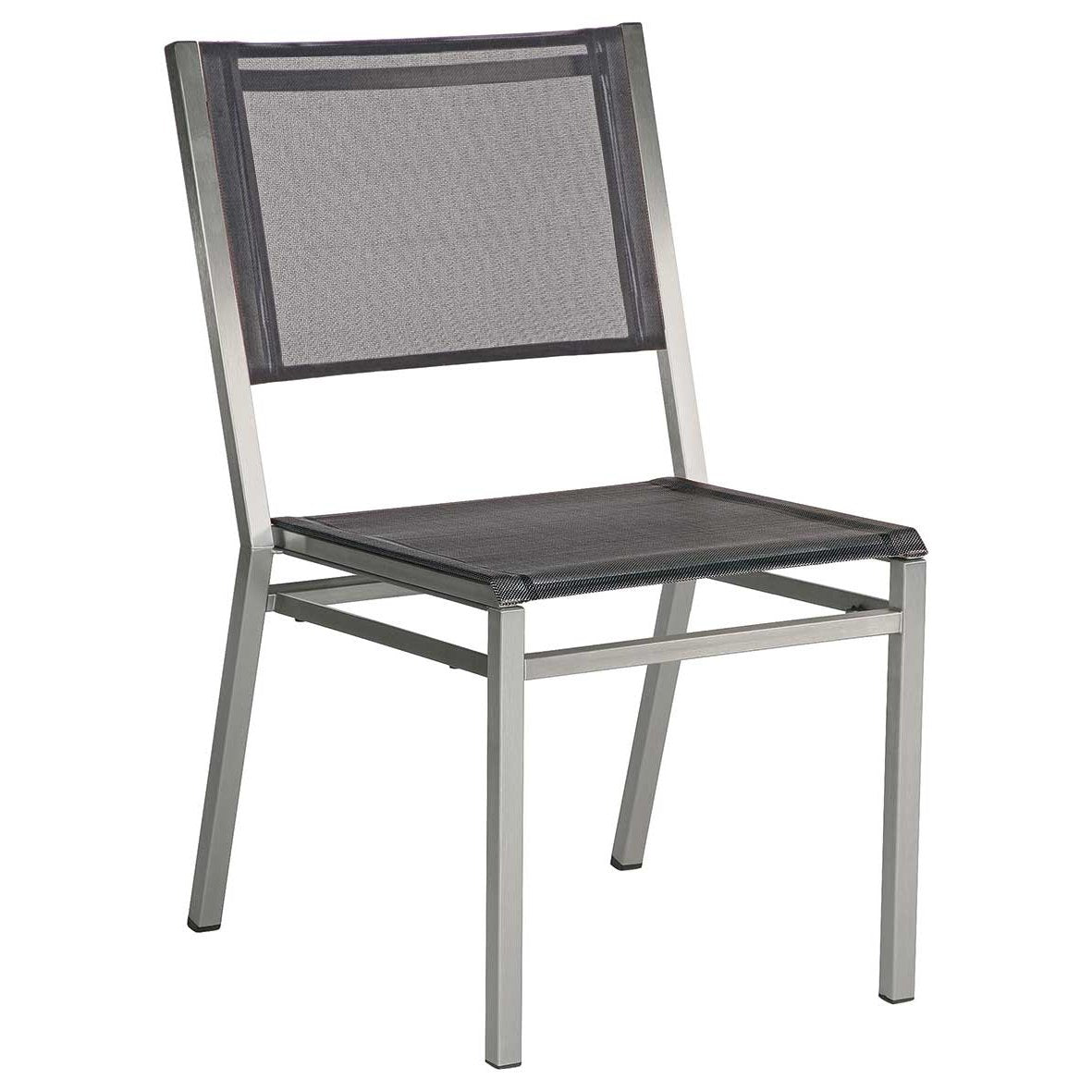 Barlow Tyrie Equinox Stacking Stainless Steel and Sling Side Chair