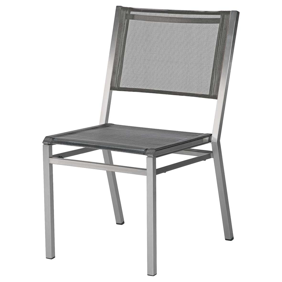 Barlow Tyrie Equinox Stacking Stainless Steel and Sling Side Chair