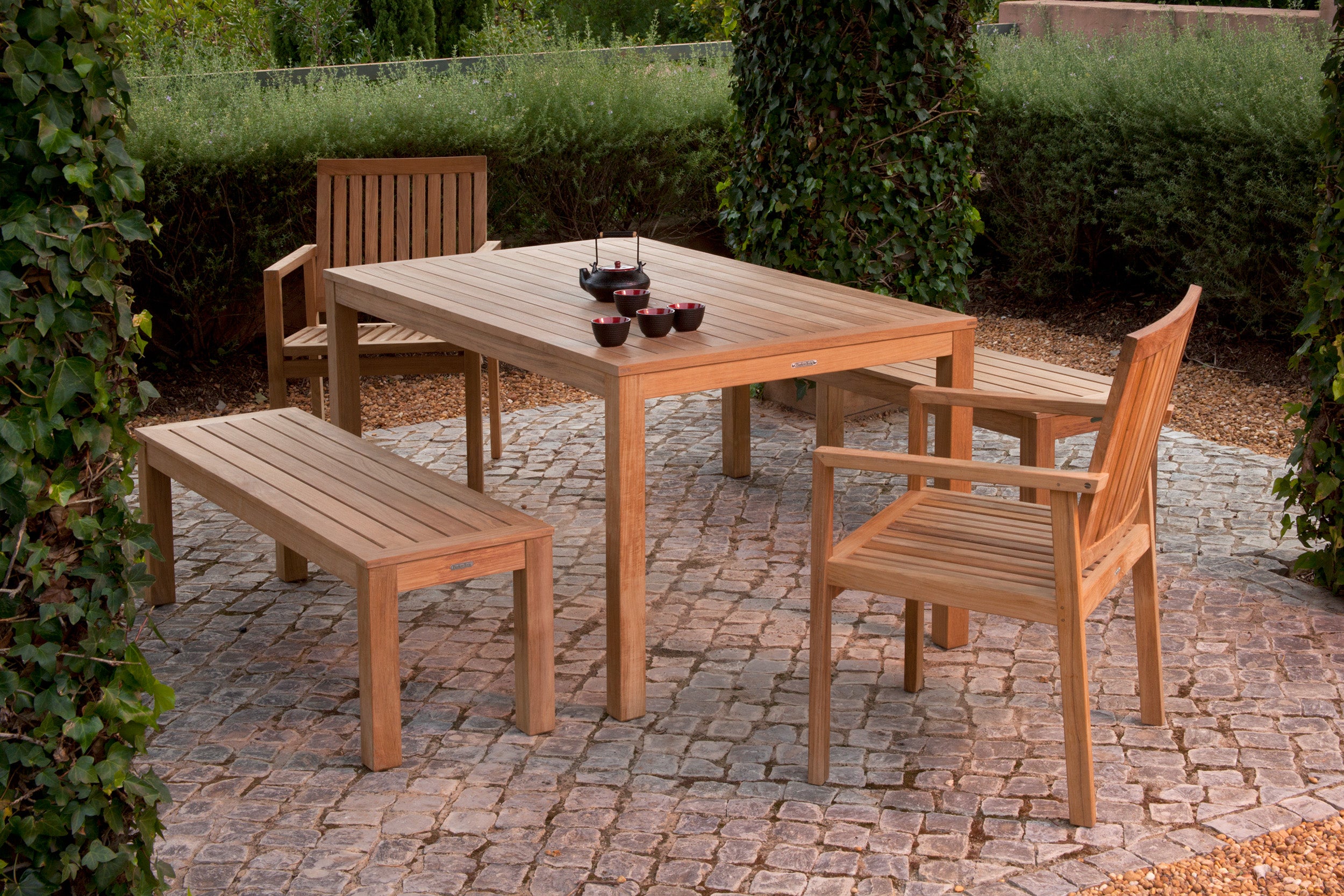 Barlow Tyrie Linear Teak 5pc Dining Ensemble