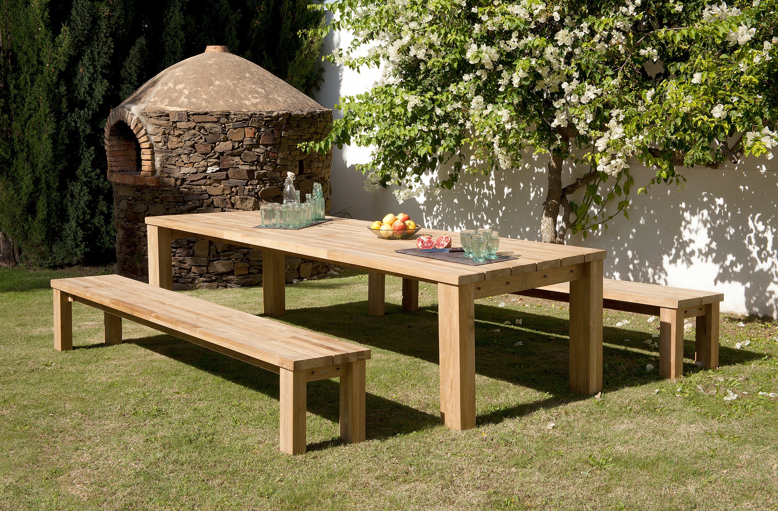 Barlow Tyrie Titan Teak 102" Rustic Backless Bench