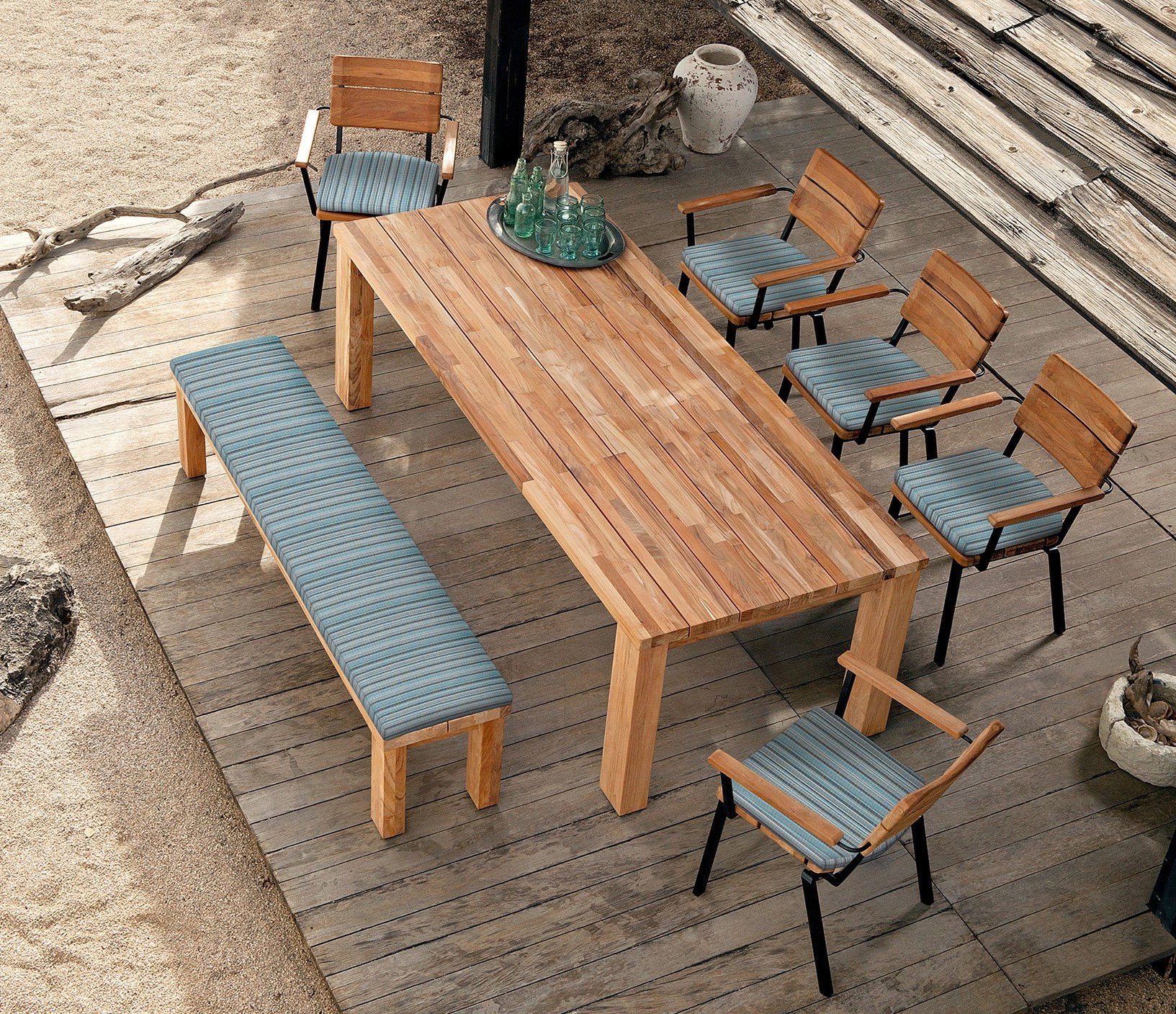 Barlow Tyrie Titan Teak and Aluminum 7pc Dining Ensemble (Cushions Sold Separately)