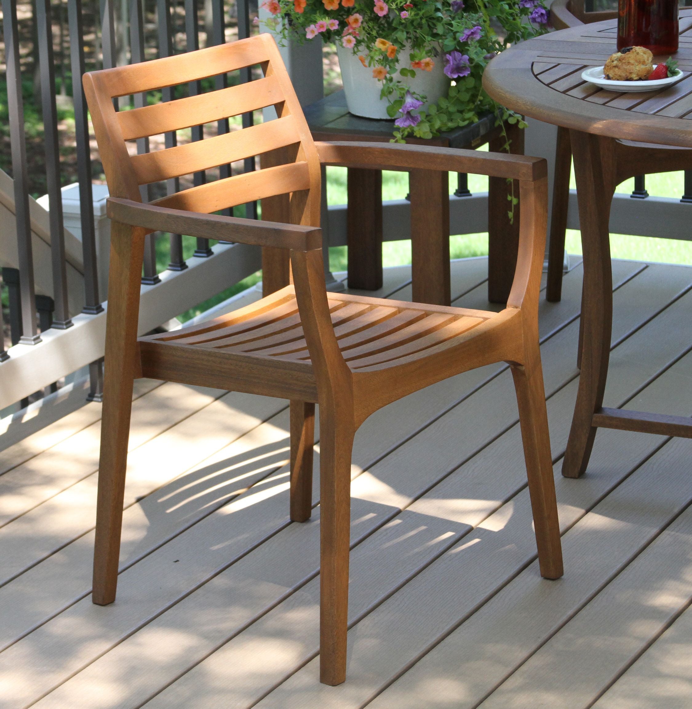 Outdoor Interiors Brazilian Eucalyptus Danish Stacking Chair - Set of 4