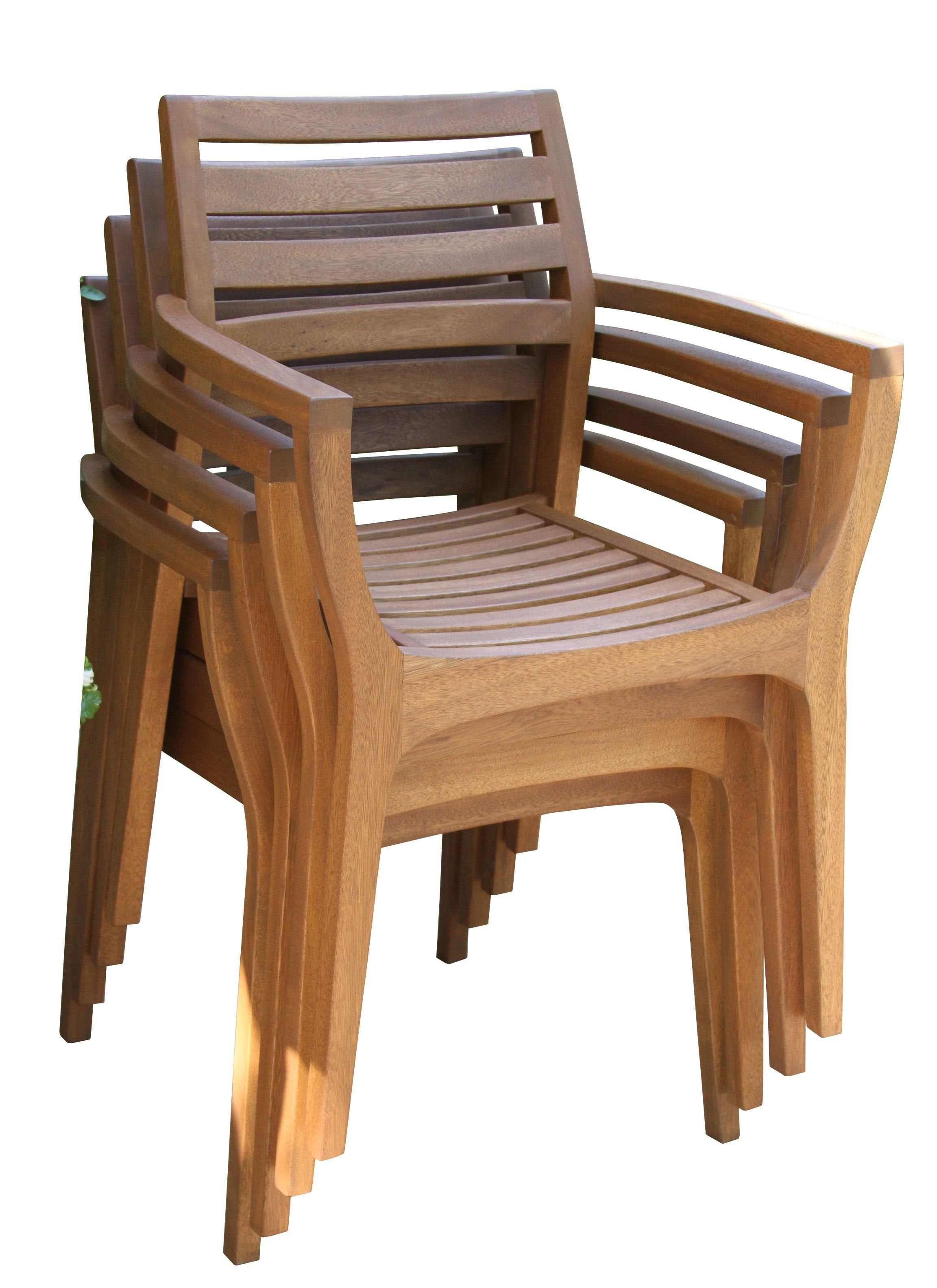 Outdoor Interiors Brazilian Eucalyptus Danish Stacking Chair - Set of 4