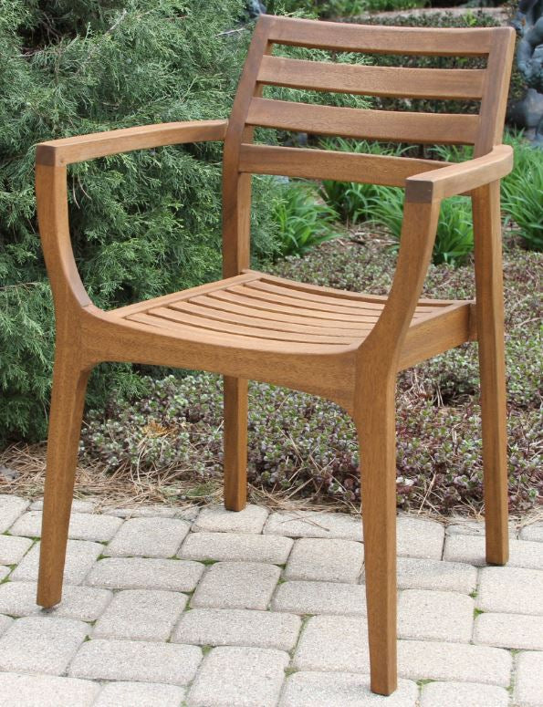 Outdoor Interiors Brazilian Eucalyptus Danish Stacking Chair - Set of 4