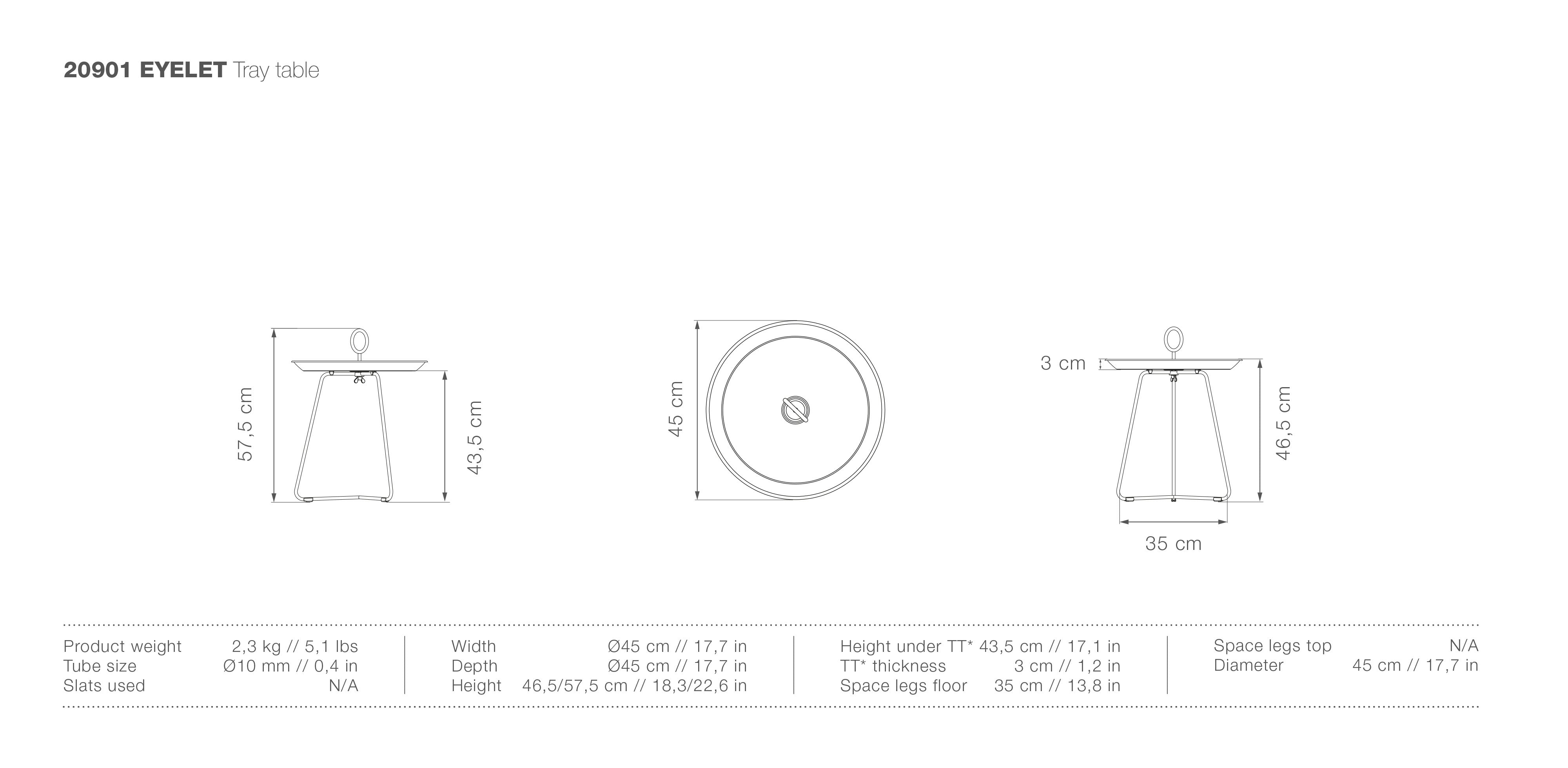 Eyelet Small Tray Table measurents