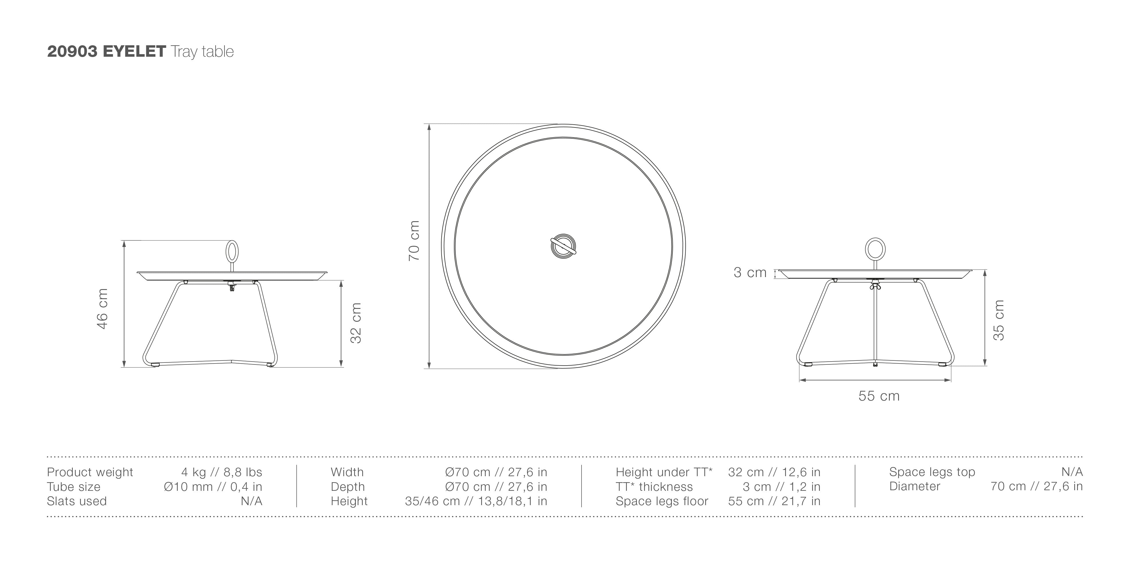 Eyelet Large Tray Table measurements