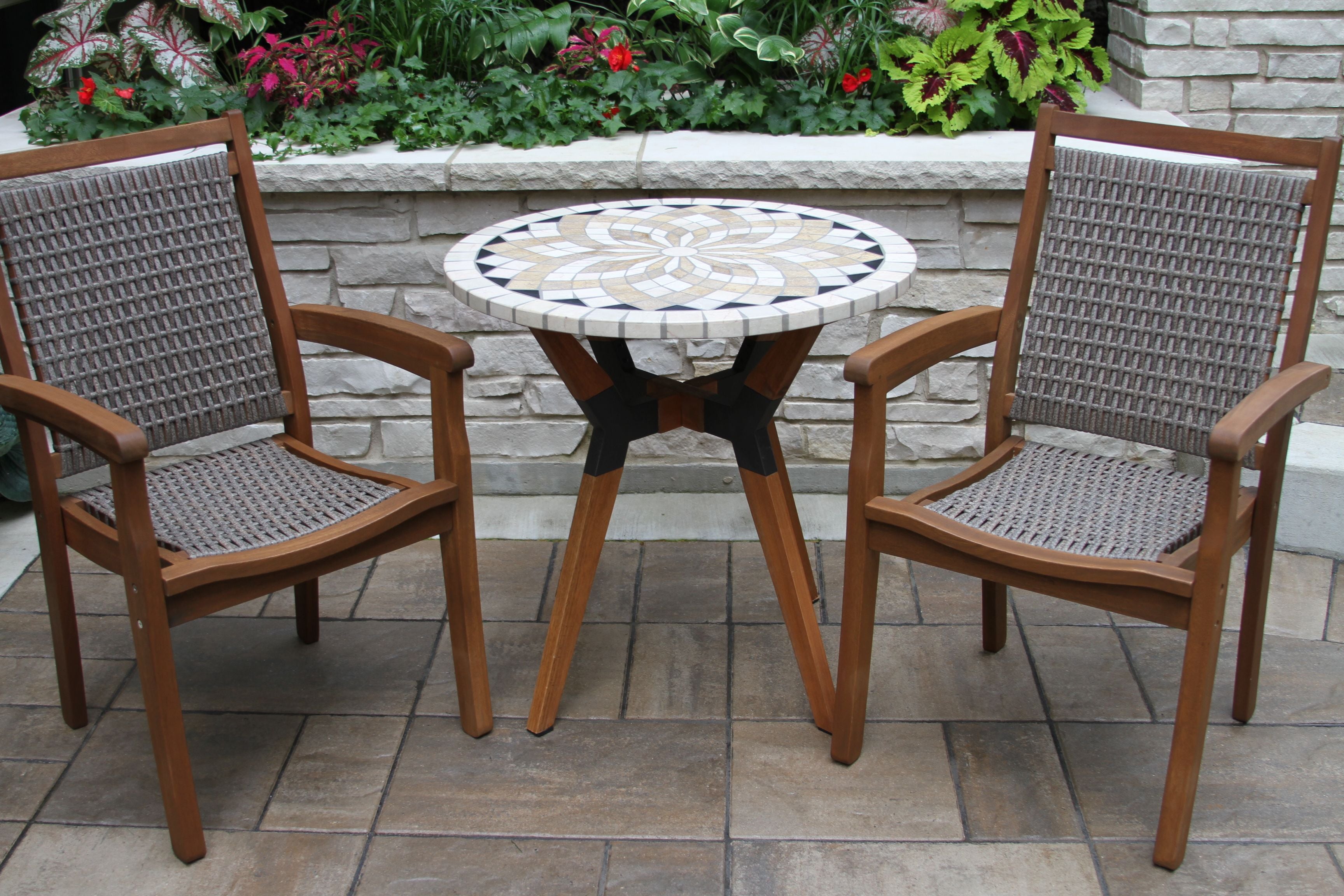 Pictured with the 24" Round Spanish Marble Mosaic Accent Table - Item OTIN-31224-BG (sold separately)