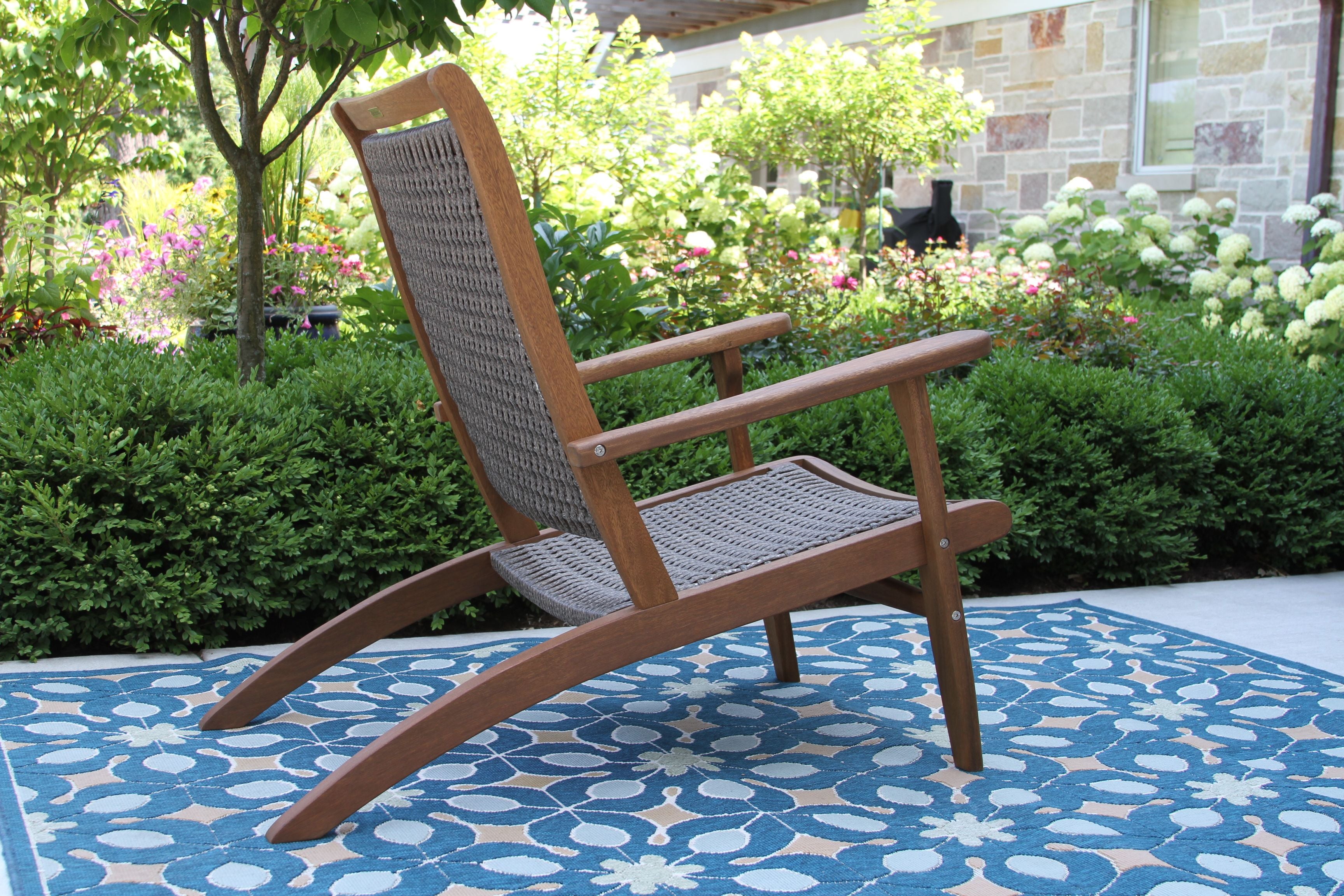 Outdoor Interiors Eucalyptus and Wicker Lounger