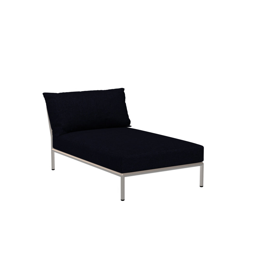 Level Chaise Lounge Long in Muted White with Indigo Cushions