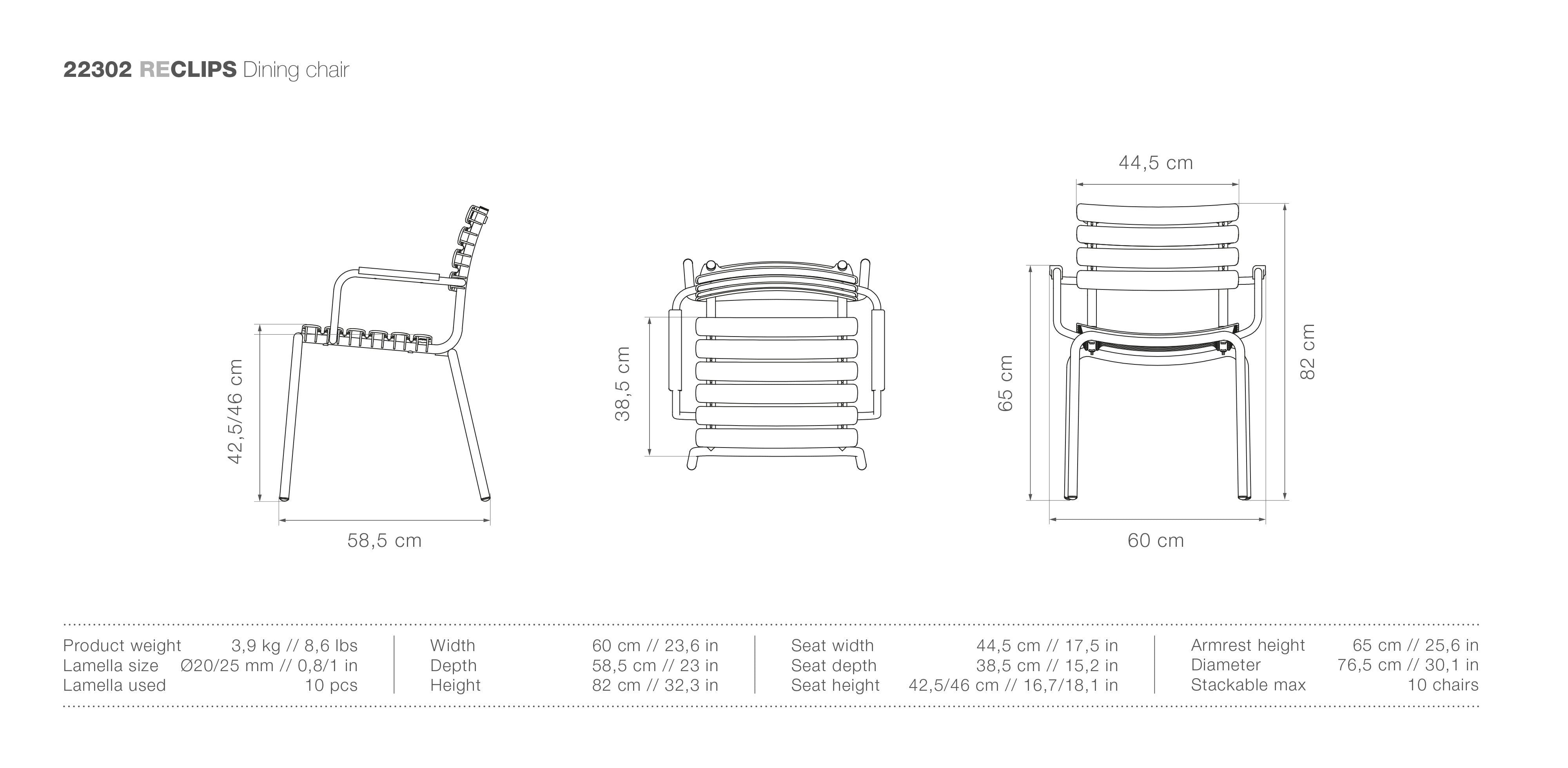 HOUE Reclips Dining Armchair measurements