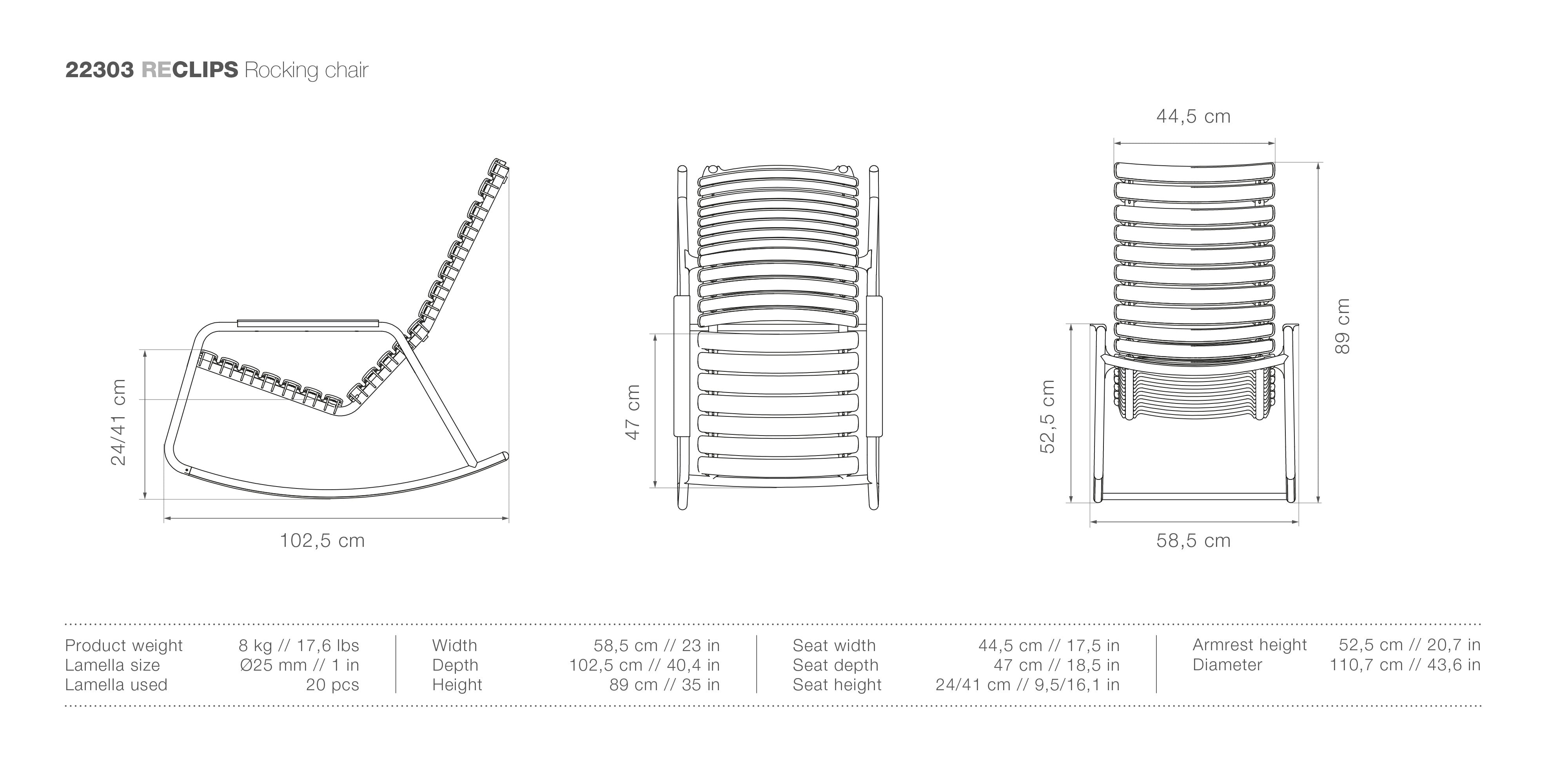 Houe Reclips Rocking Chair measuremetns