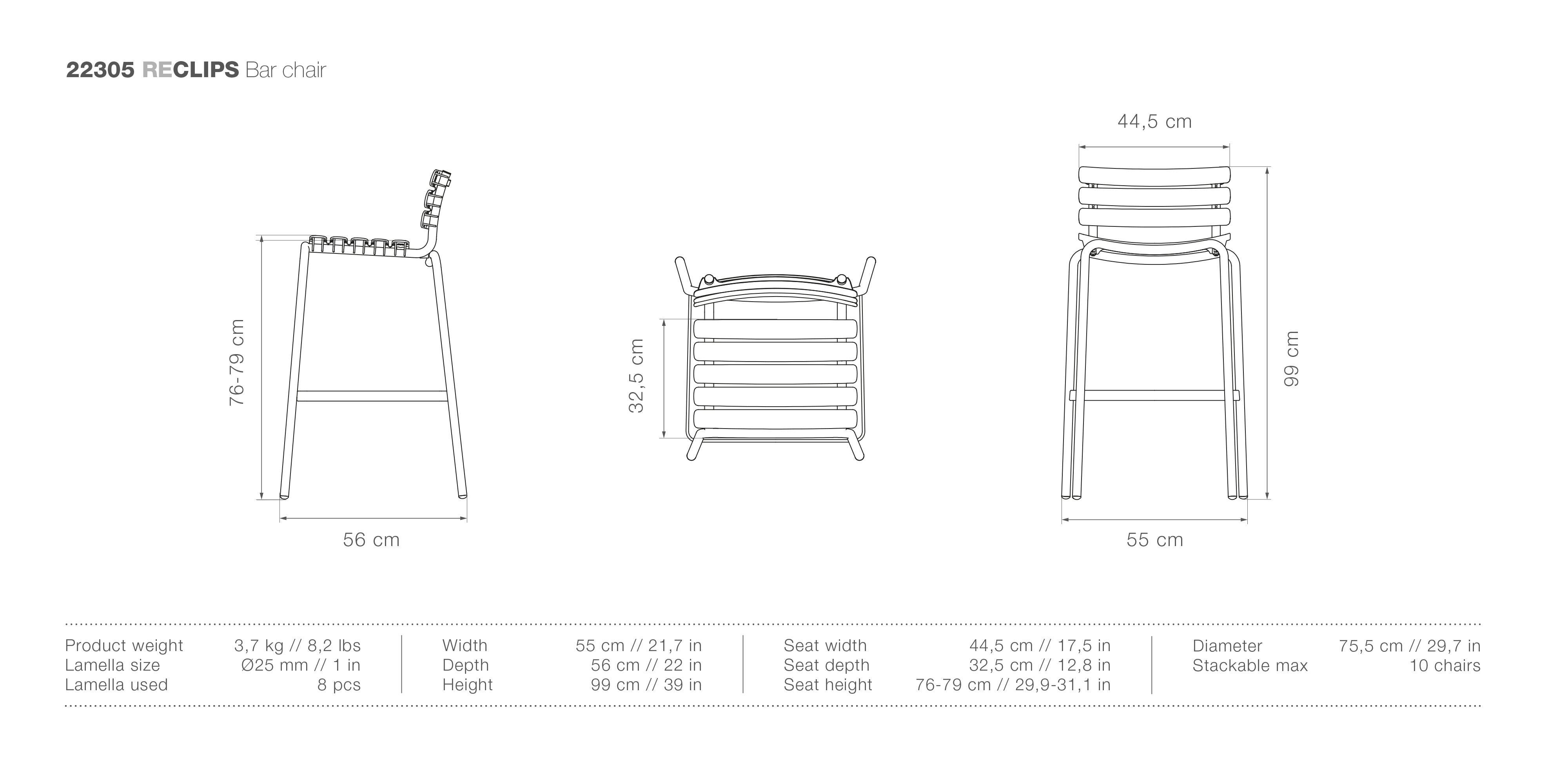 HOUE Reclips Bar Stool measurements