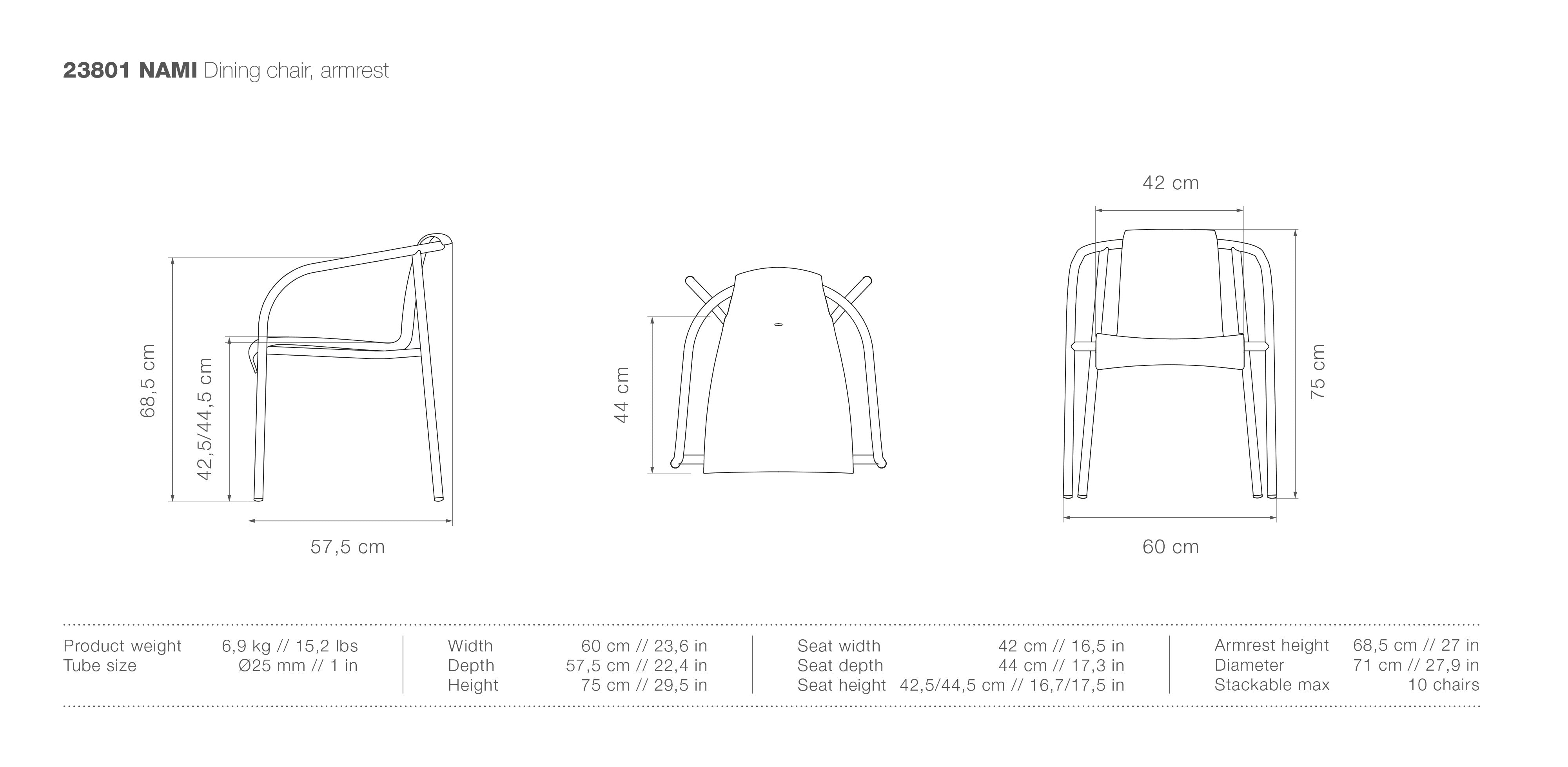 Nami Dining Armchair measurements