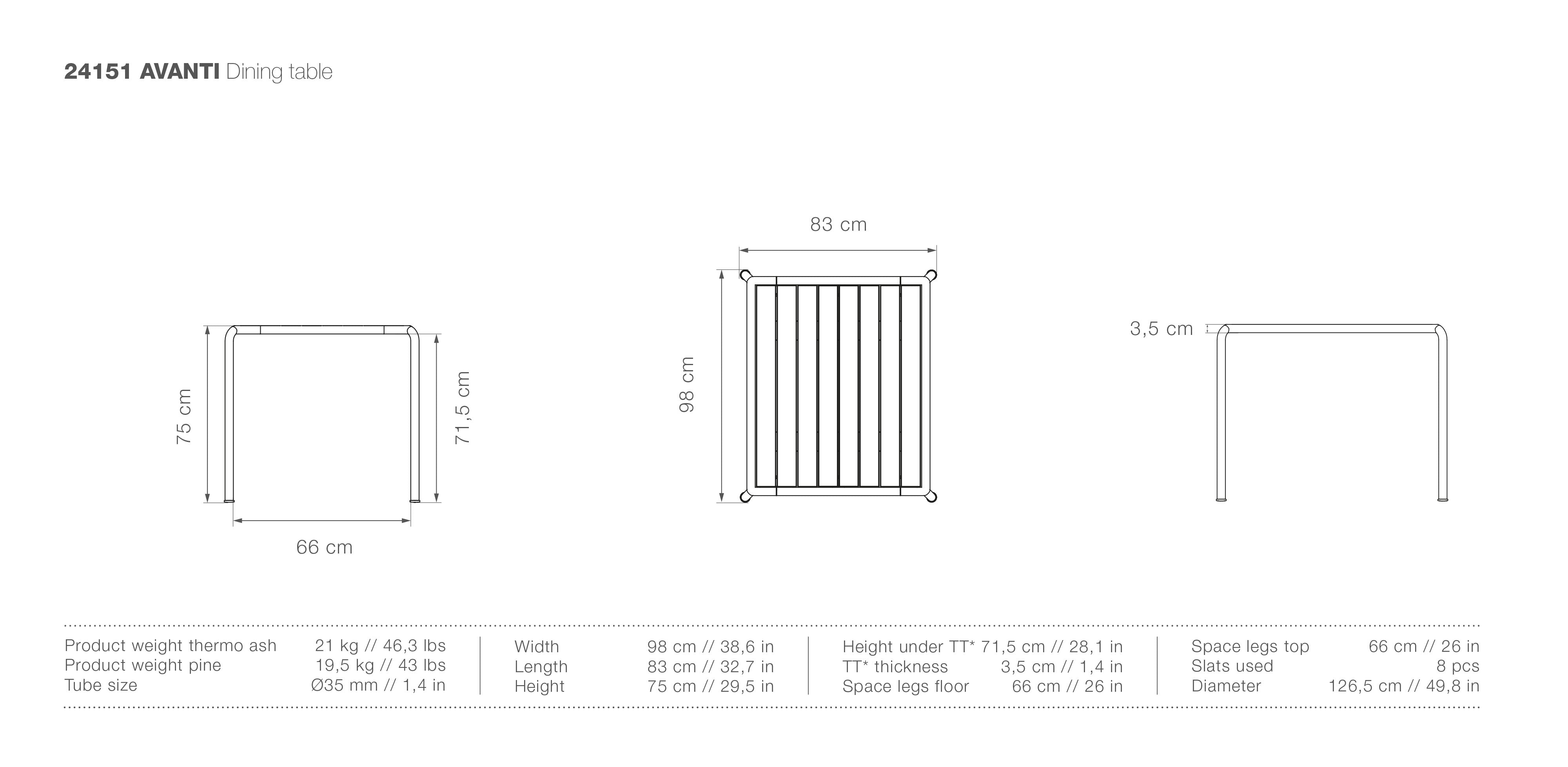 Avanti Small Rectangle Dining Table Measurements