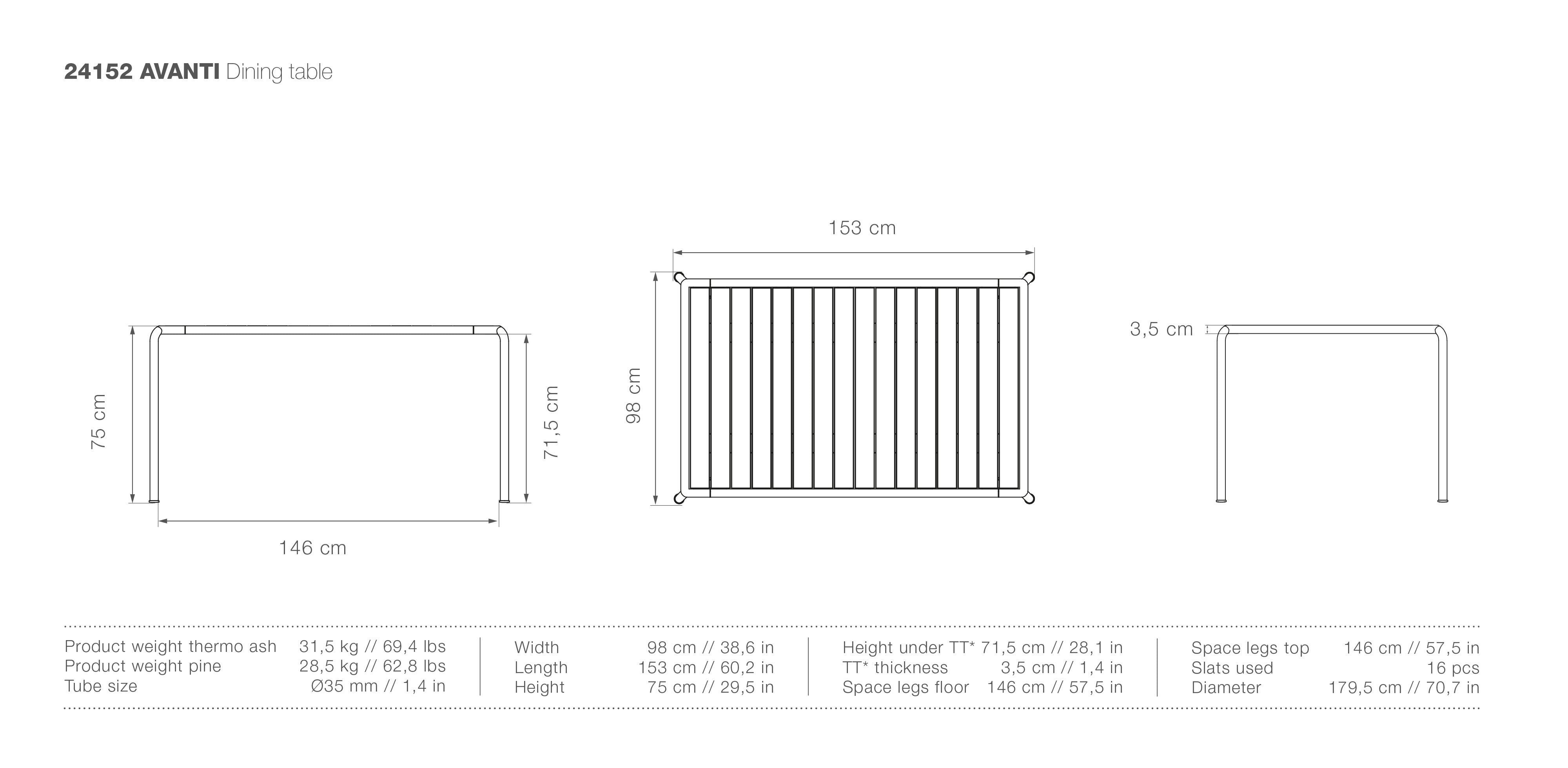 Avanti Medium Rectangle Dining Table Measurements