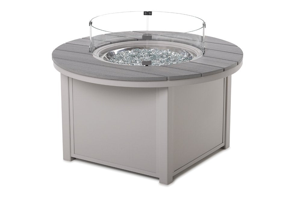 42" Round Rustic Top Fire Table (TLS-3F40-) with glass surround