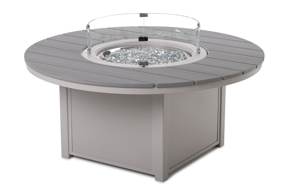 54" Round Rustic Top Fire Table (TLS-3F70-) with glass surround 