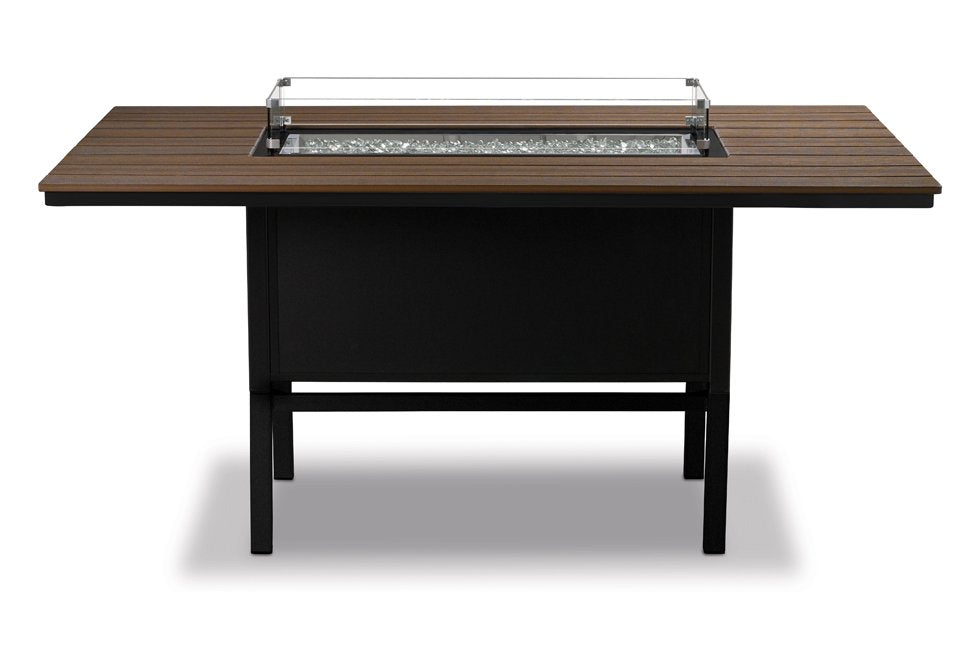 48" x 84" Rectangular Rustic Top Fire Table with Wind Guard (Sold Separately)