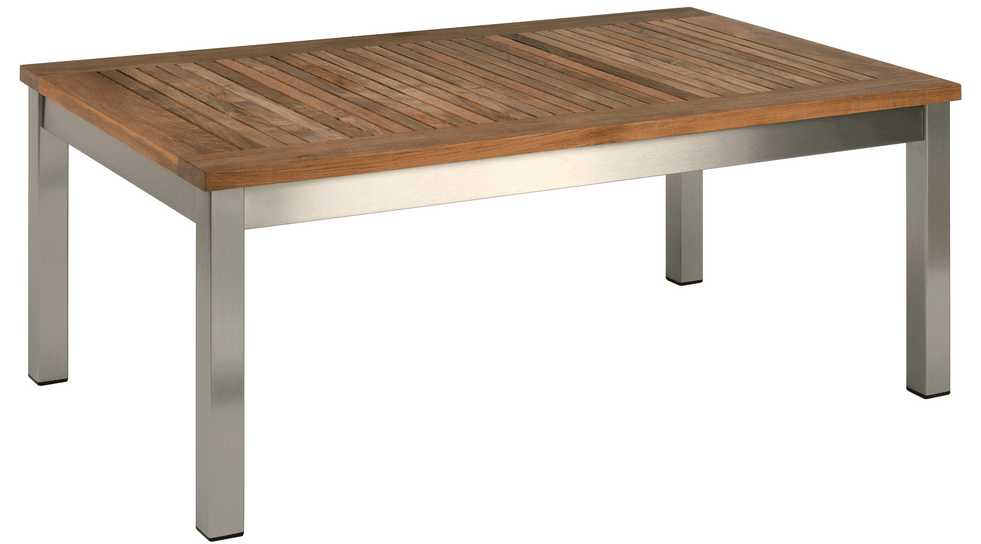 Barlow Tyrie Equinox Stainless Steel and Teak Rectangular Low Coffee Table