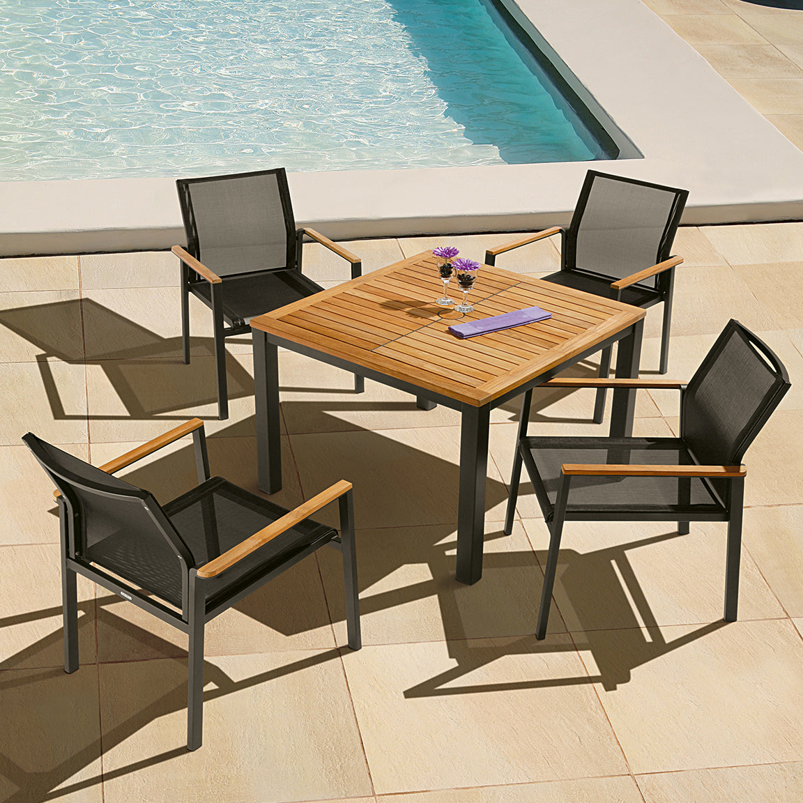 Barlow Tyrie Aura Teak and Aluminum 5pc Dining Ensemble