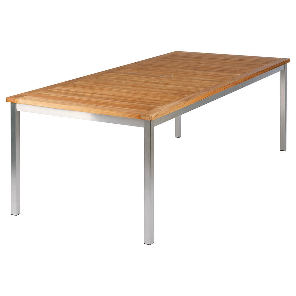 Barlow Tyrie Equinox Stainless Steel and Teak 85"L Retangular Dining Table