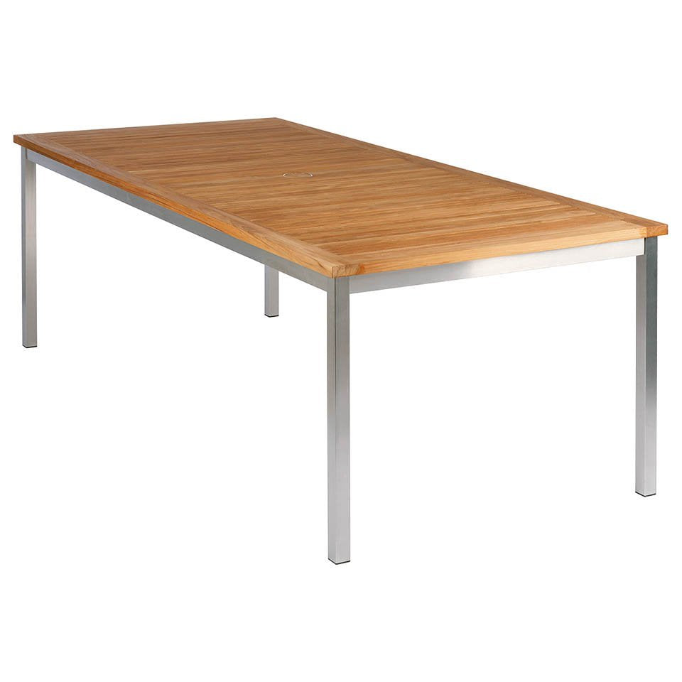 Barlow Tyrie Equinox Stainless Steel and Teak 85"L Retangular Dining Table