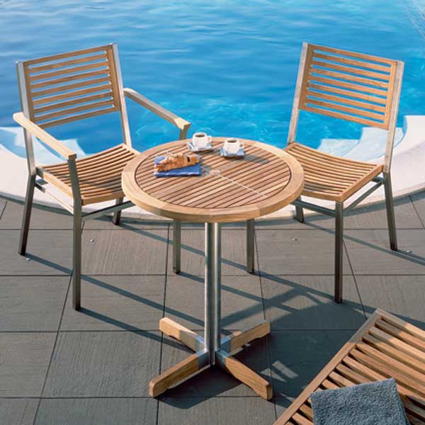 Barlow Tyrie Equinox Round Stainless Steel and Teak Bistro Table