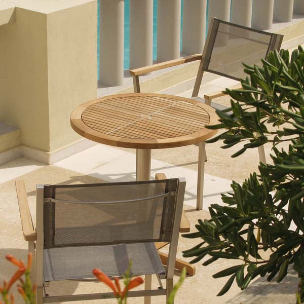 Barlow Tyrie Equinox Round Stainless Steel and Teak Bistro Table